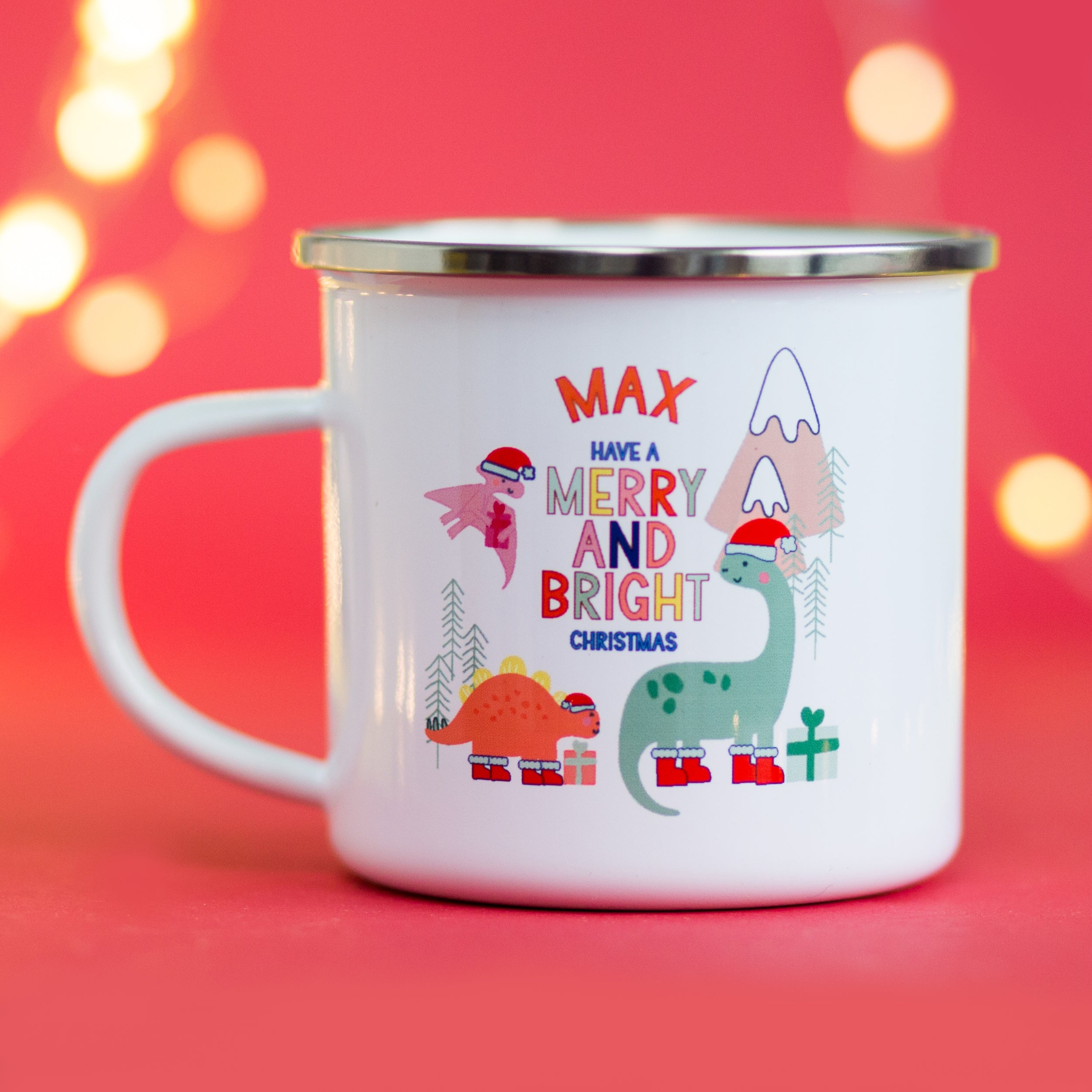Merry And Bright Dinosaur And Friends Christmas Mug