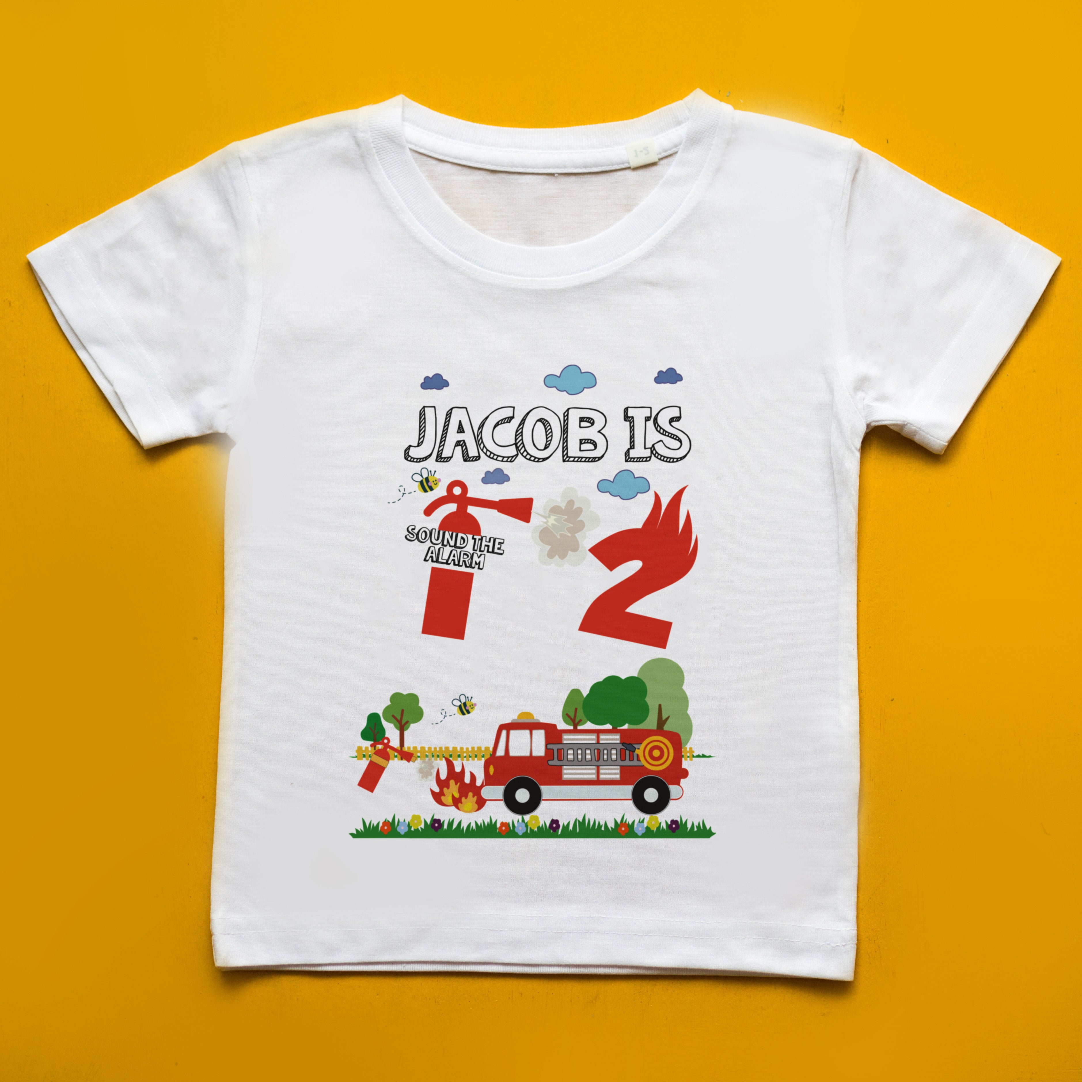 Children's Fire Truck Themed Birthday T Shirt