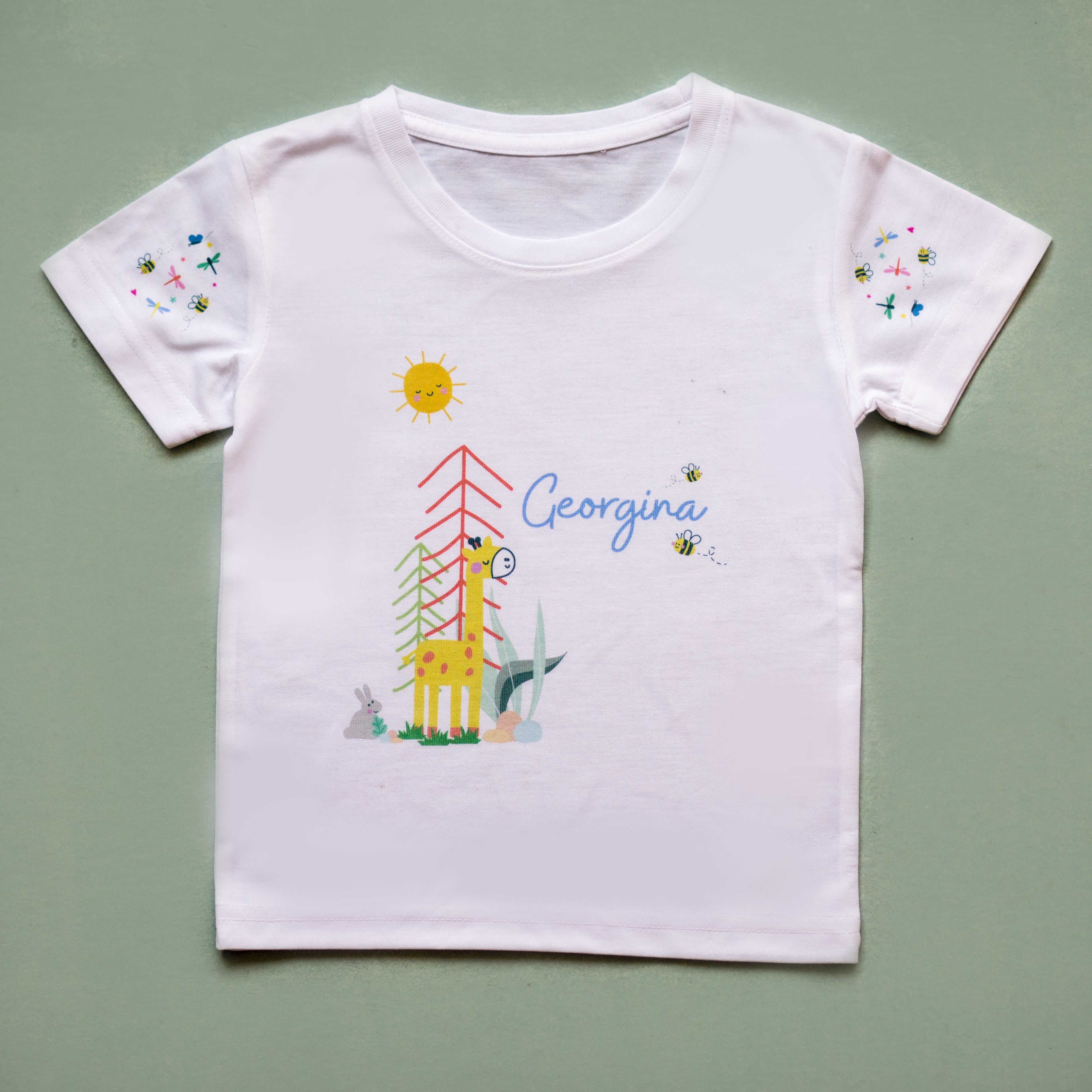 Personalised Children's Giraffe Themed T Shirt