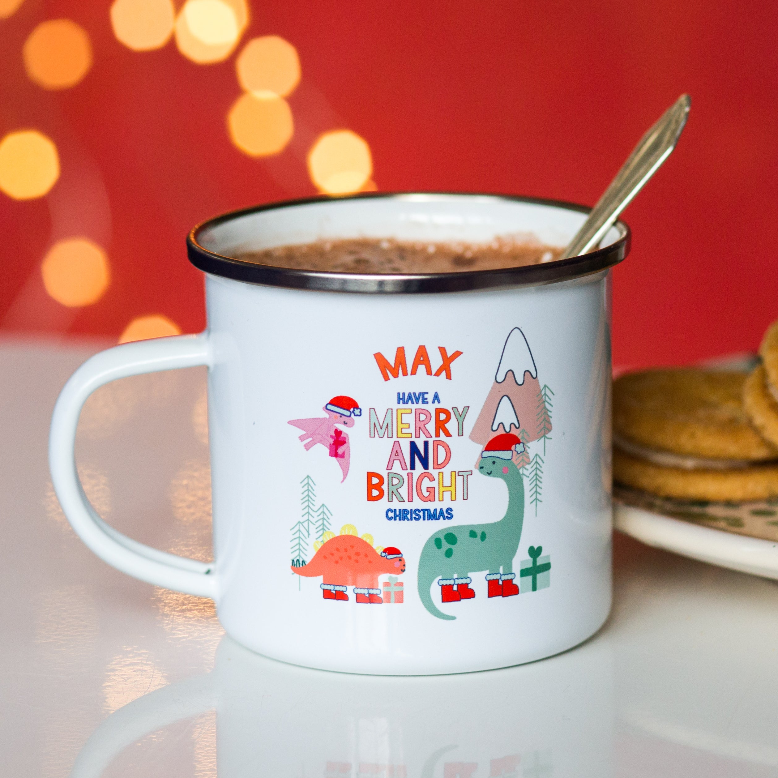 Merry And Bright Dinosaur And Friends Christmas Mug