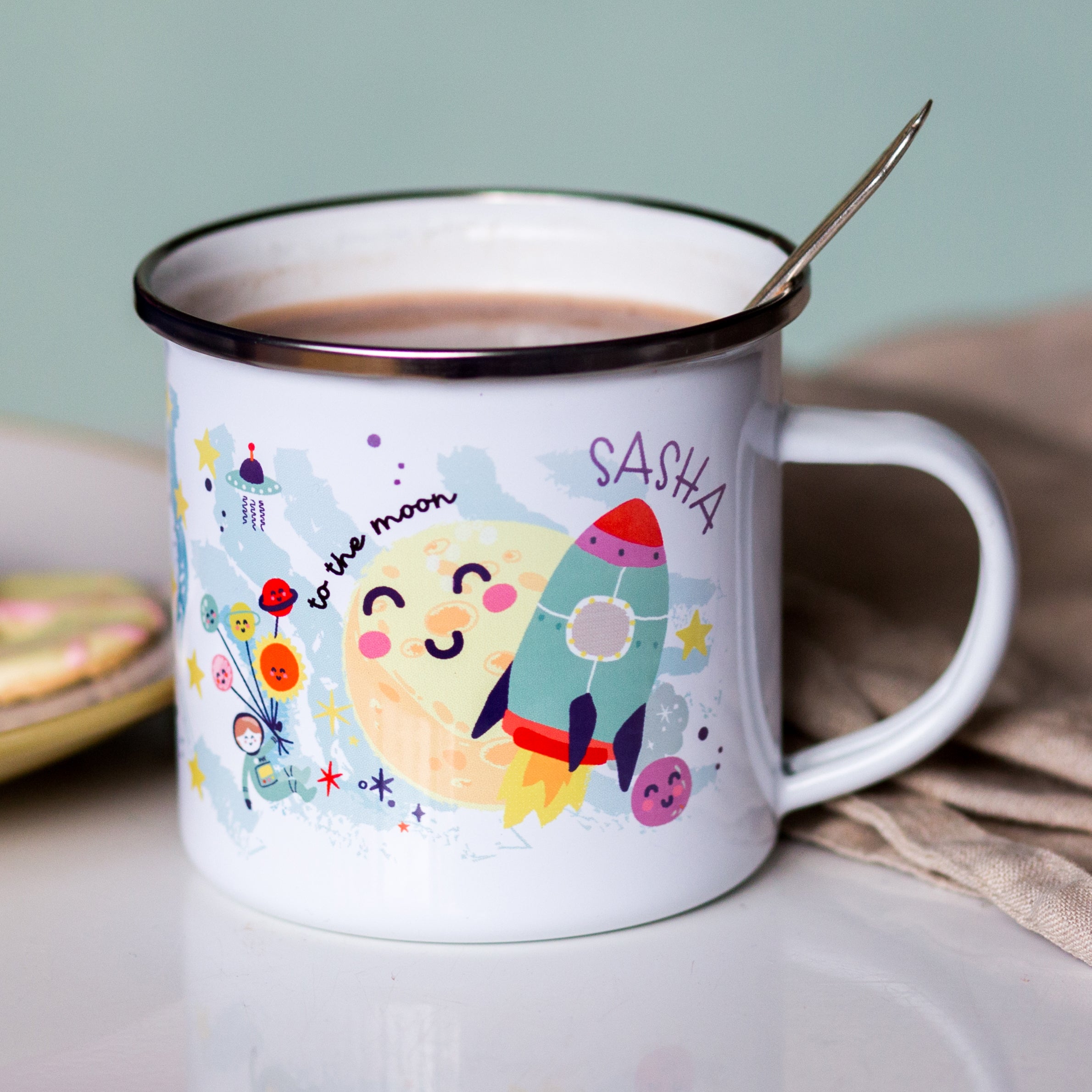 Personalised Children's Outer Space Planets Enamel Mug