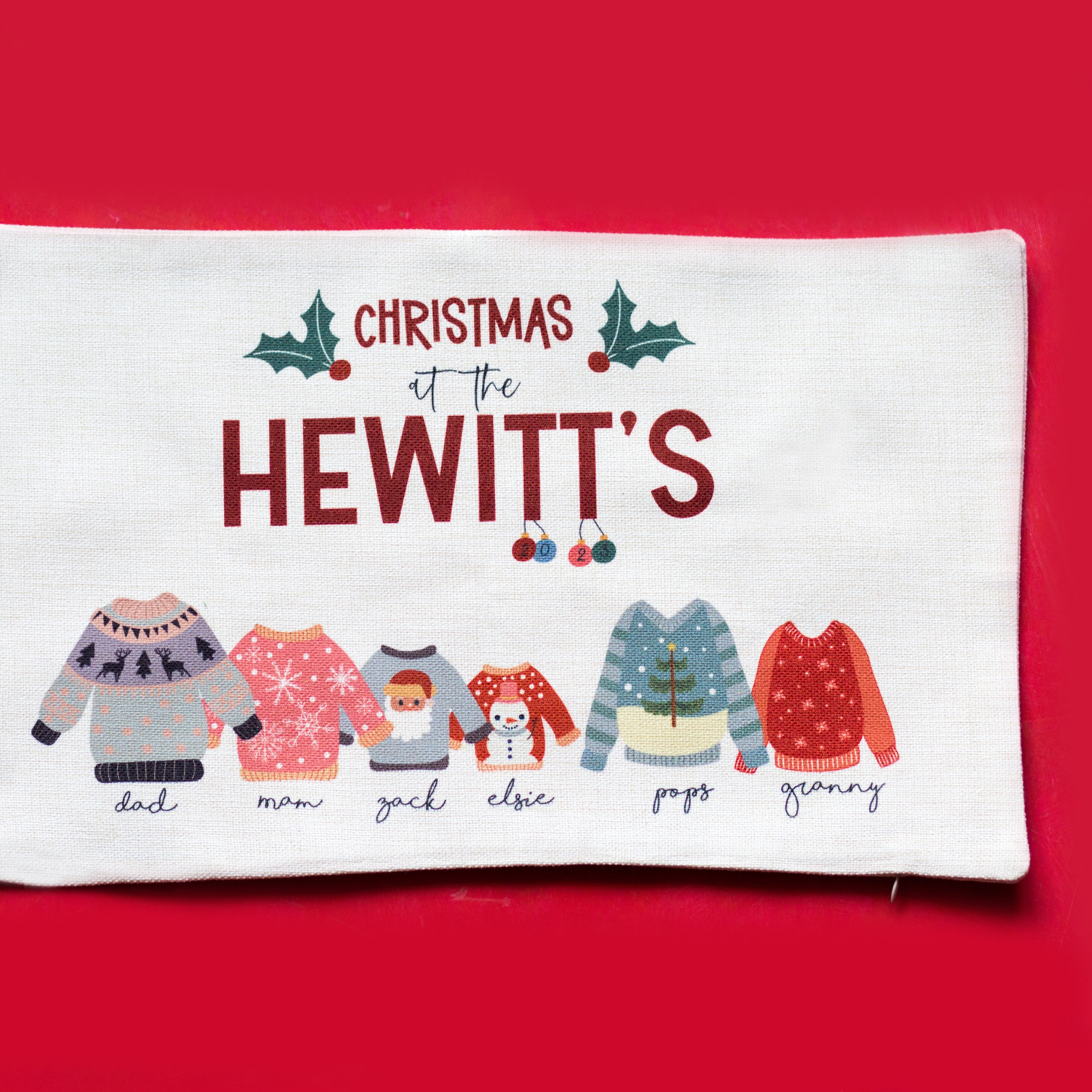 Personalised Christmas Family Jumper Cushion