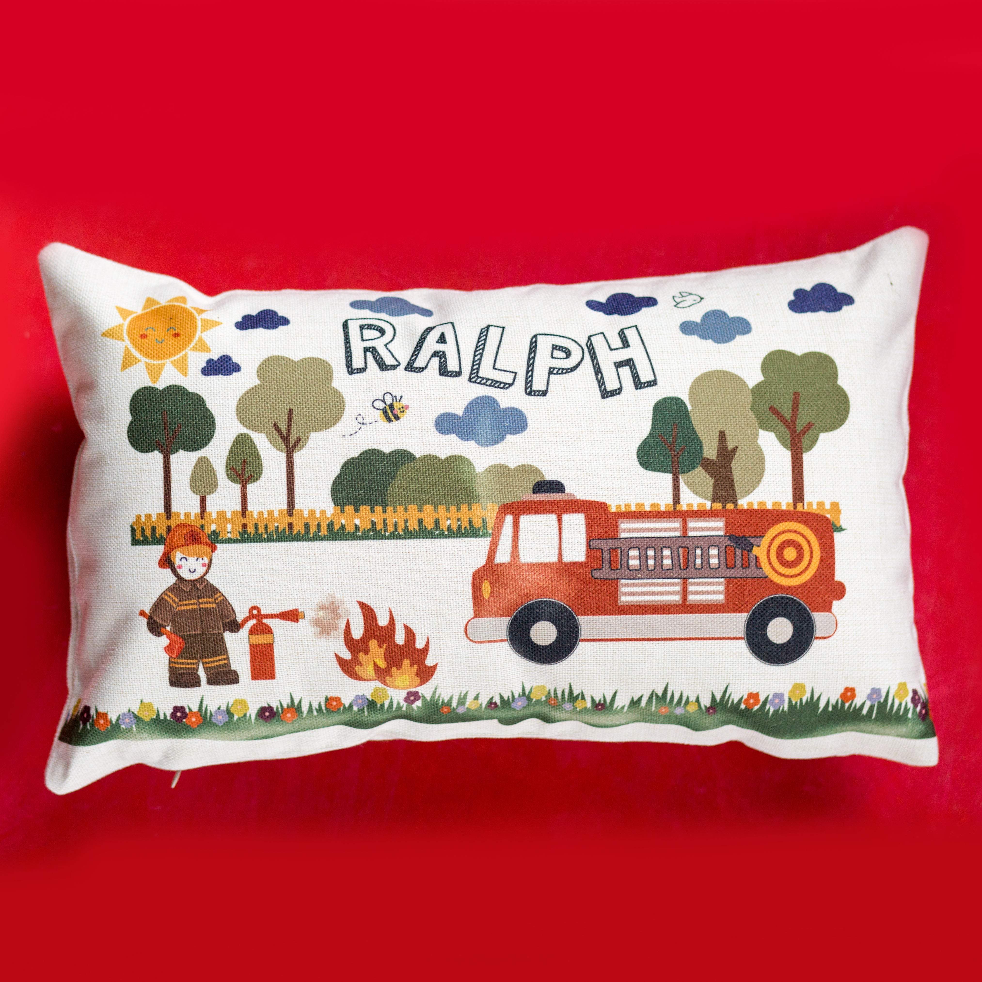 Personalised Fire Fighter Illustration Cushion