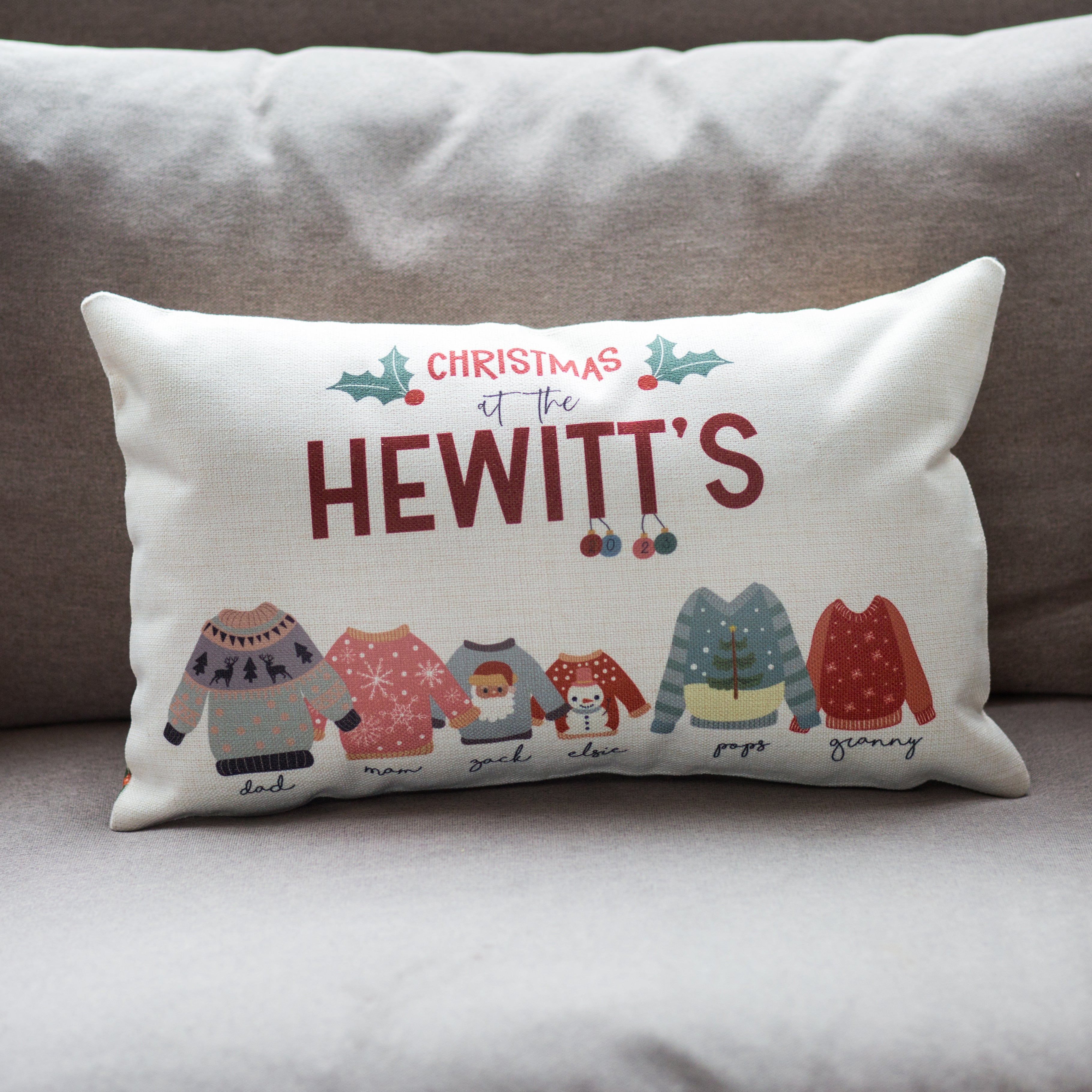 Personalised Christmas Family Jumper Cushion
