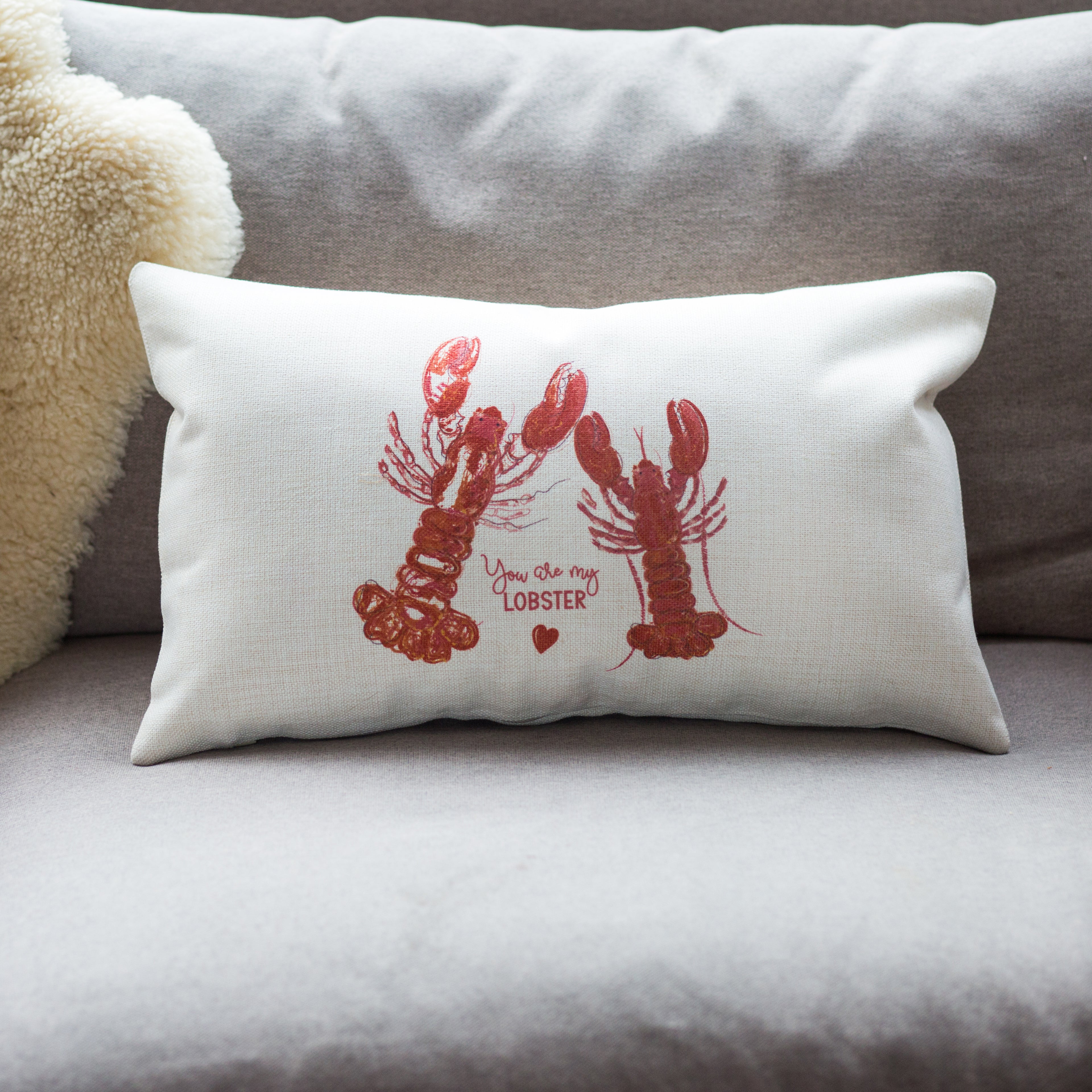 Romantic Lobster Personalised Rectangular Cushion