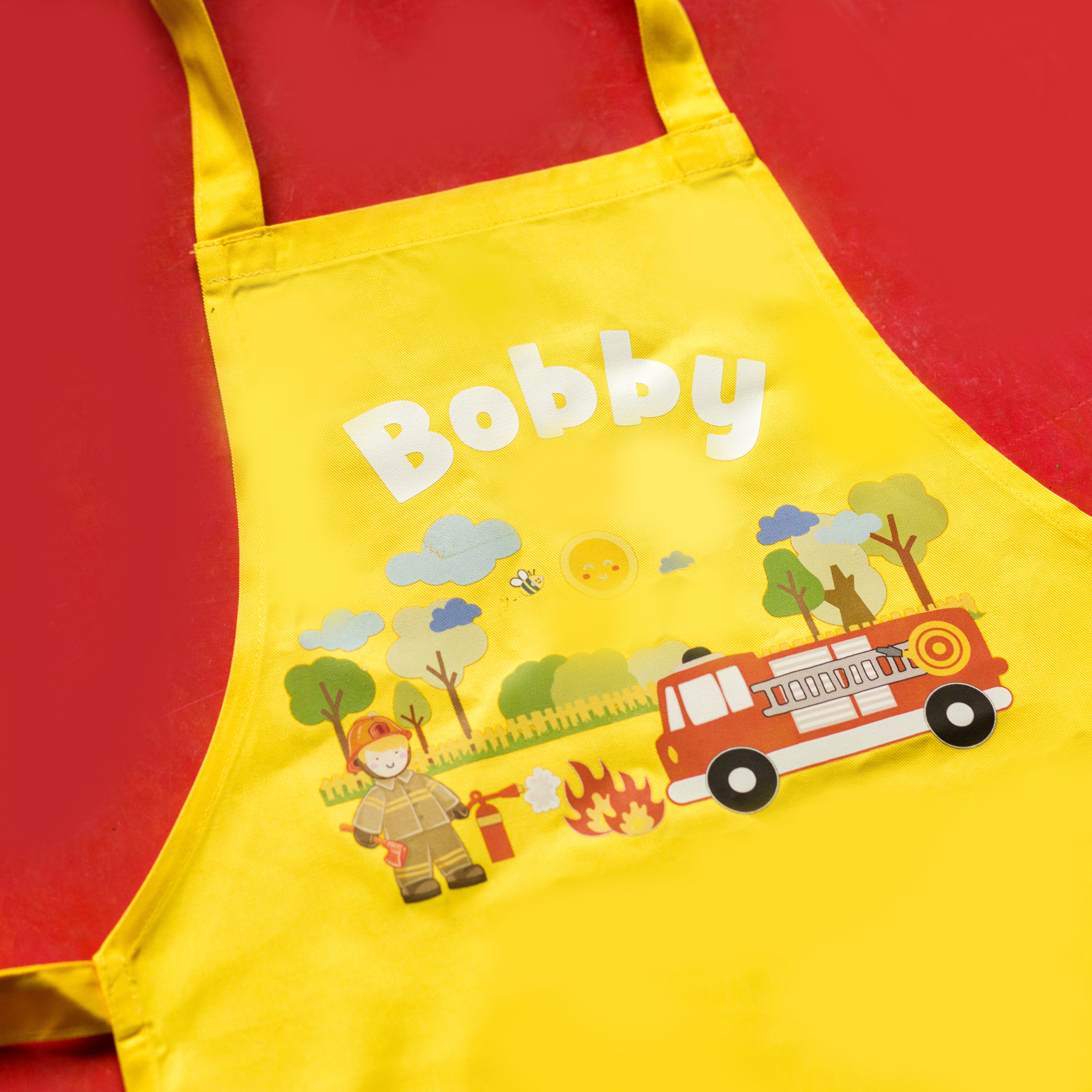 Children’s Personalised Firefighter and Fire Engine Crafts Apron