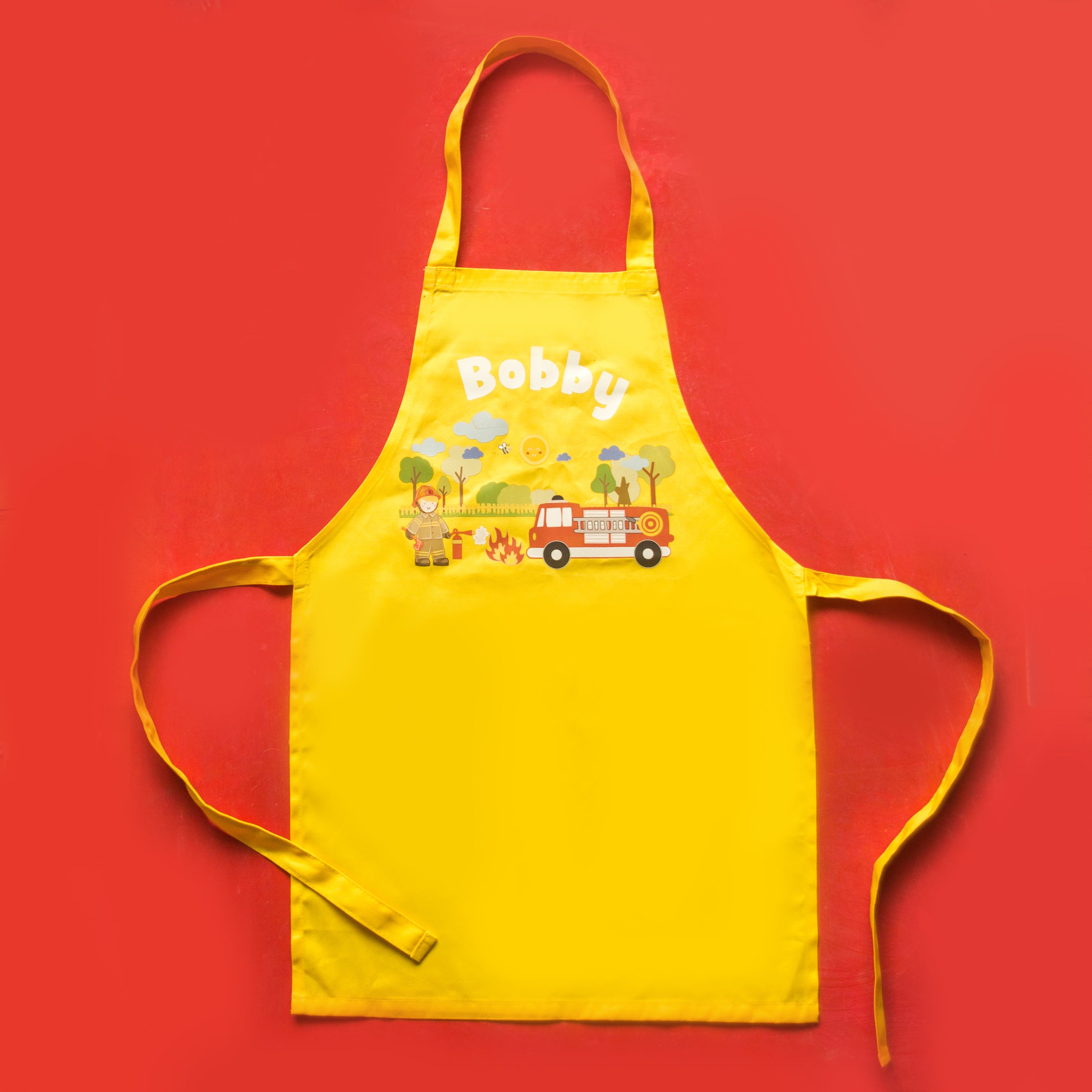 Children’s Personalised Firefighter and Fire Engine Crafts Apron