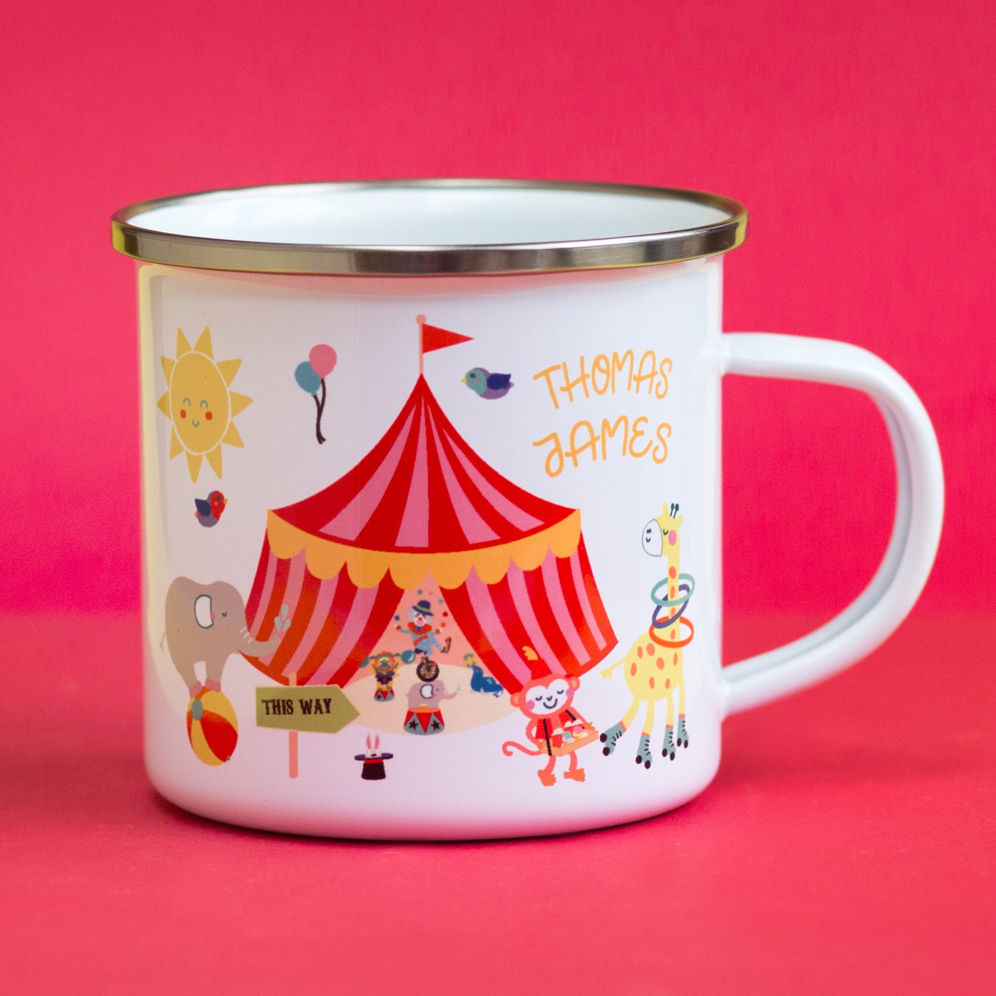 Circus Themed Personalised Enamel Mug