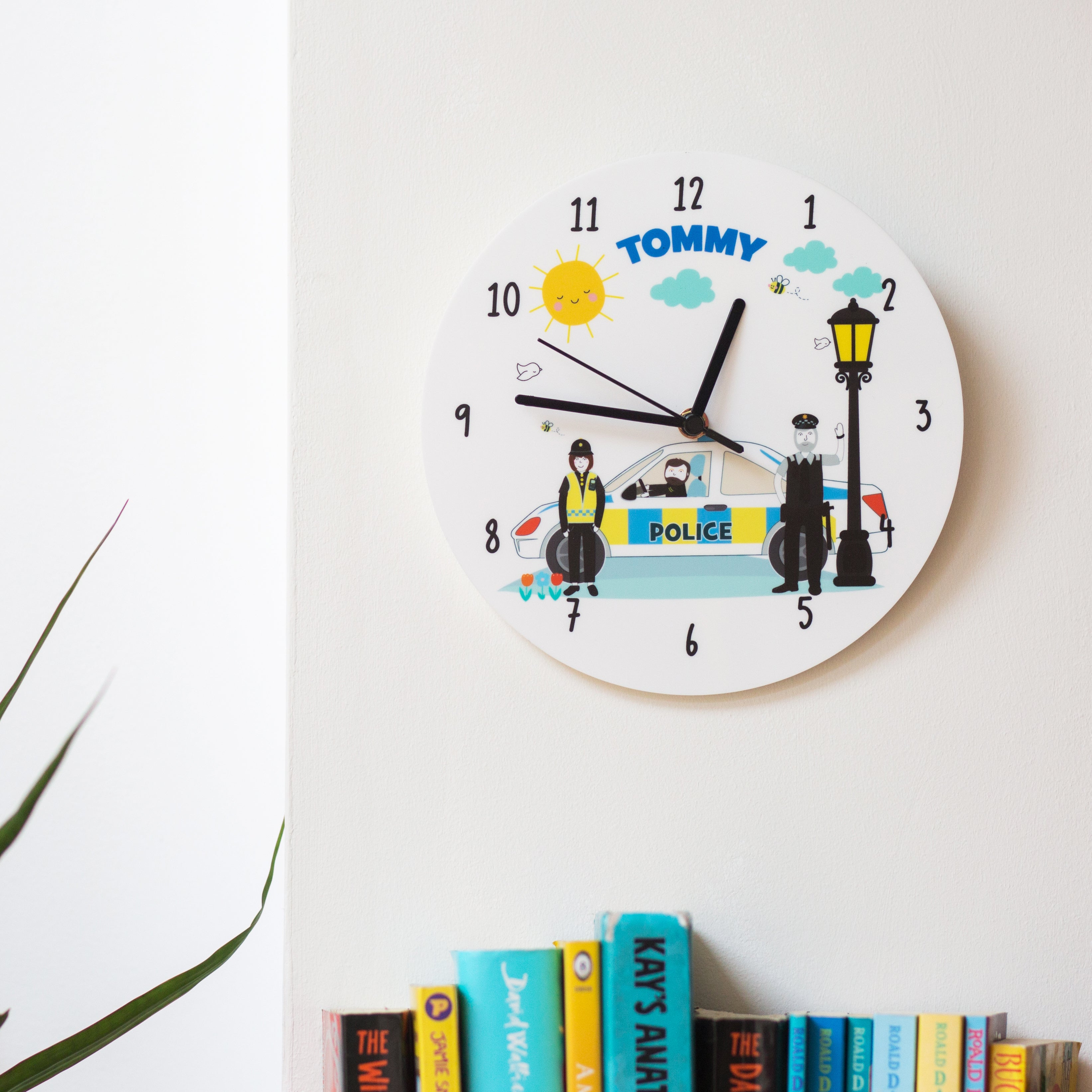 Children's Personalised Police Themed Bedroom Clock