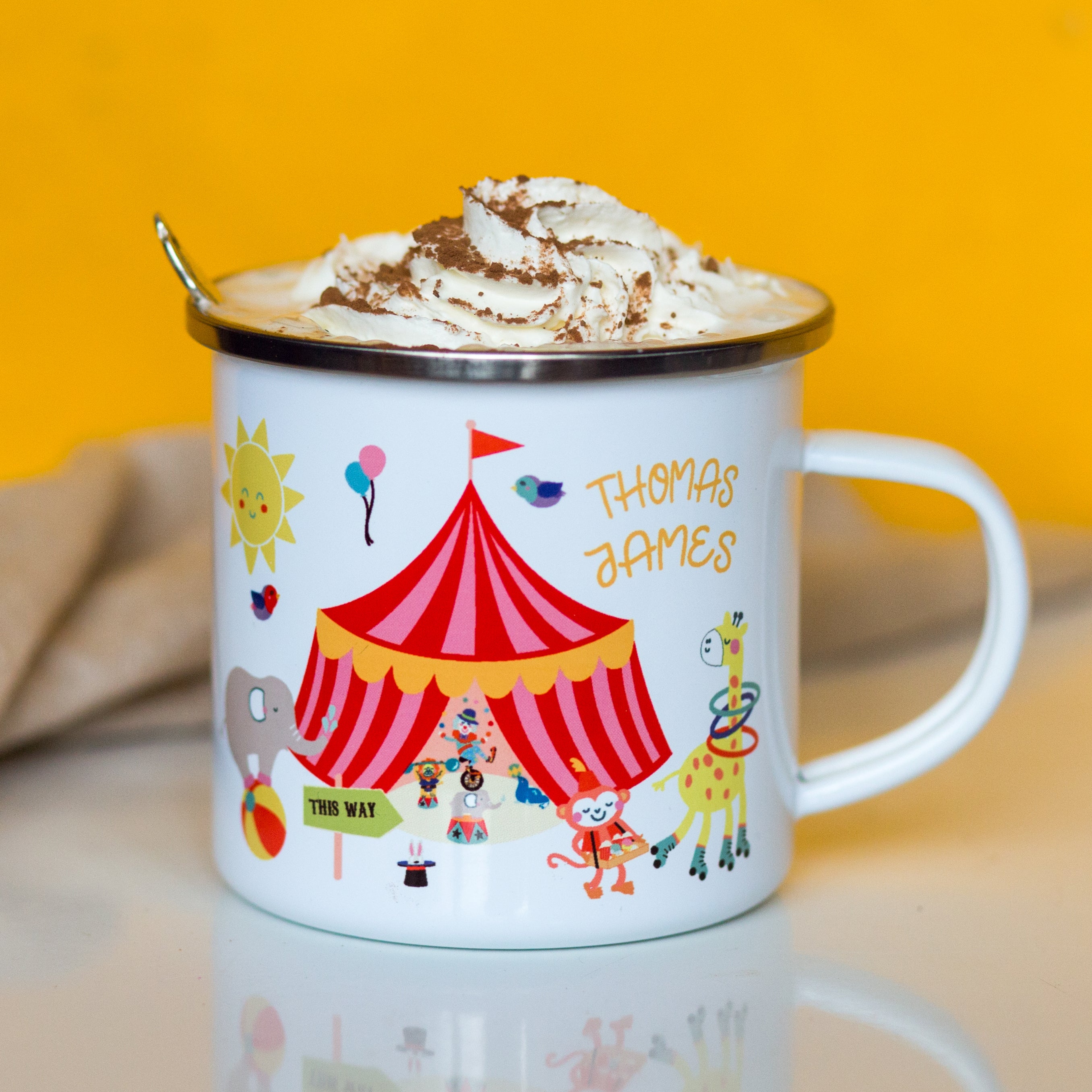 Circus Themed Personalised Enamel Mug