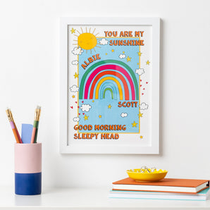 Colourful Rainbow and Sunshine Personalised Print