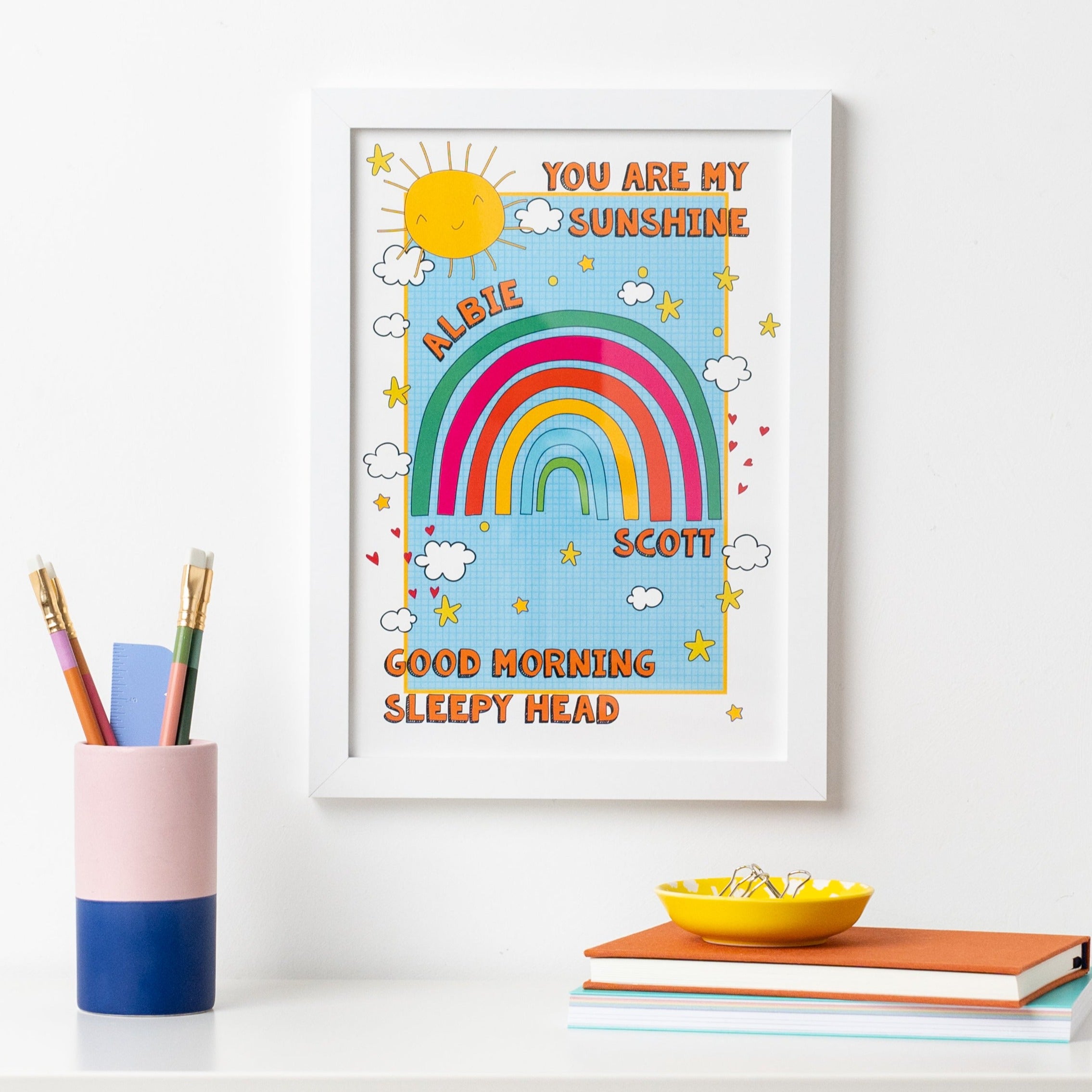 Colourful Rainbow and Sunshine Personalised Print