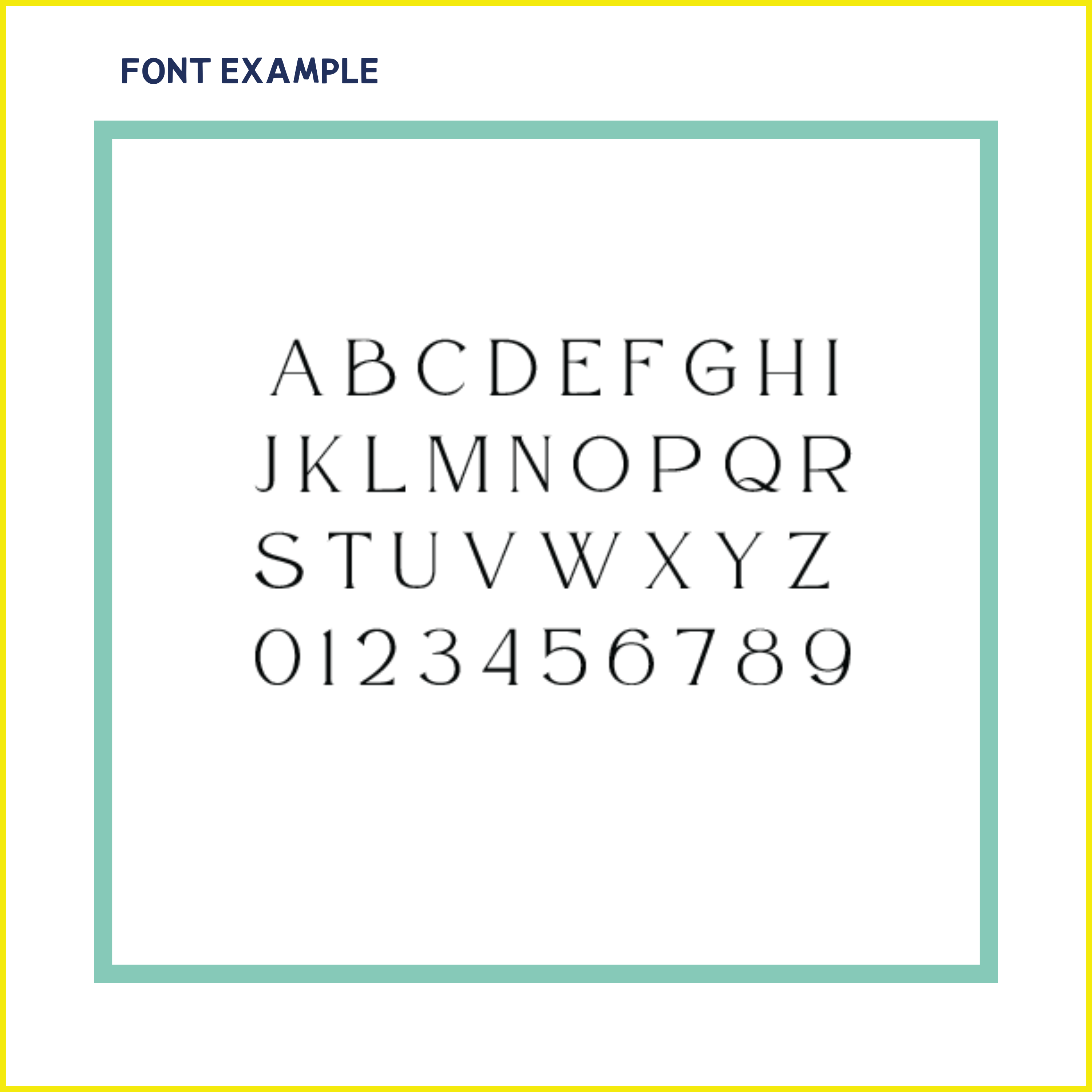 Example of font alphabet for hello world book