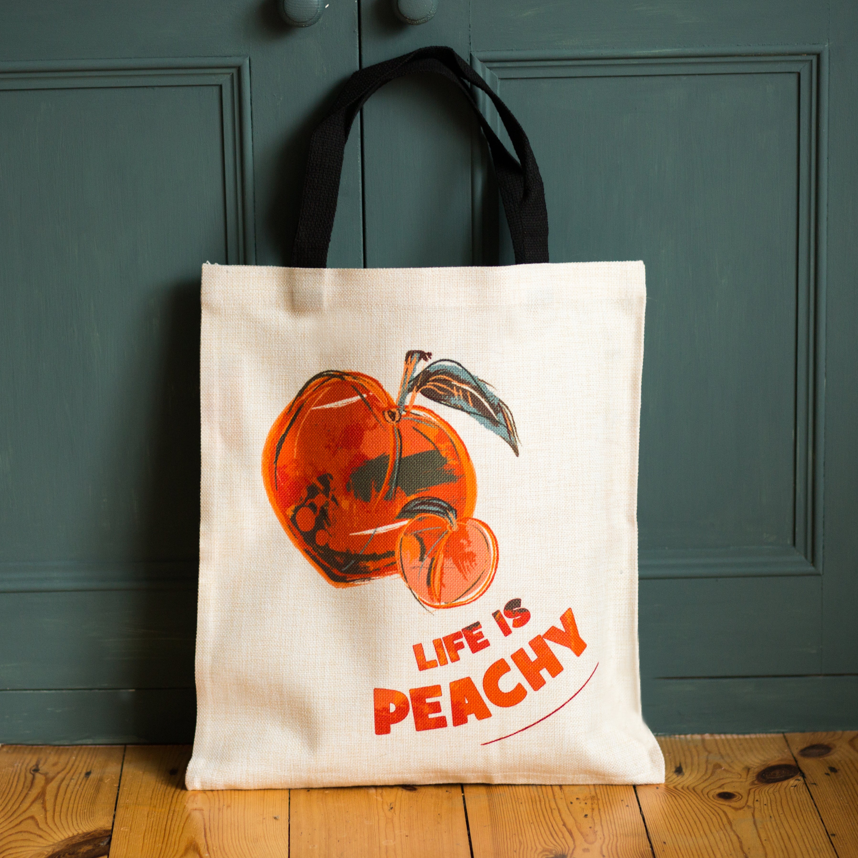 Peach linen style tote bag