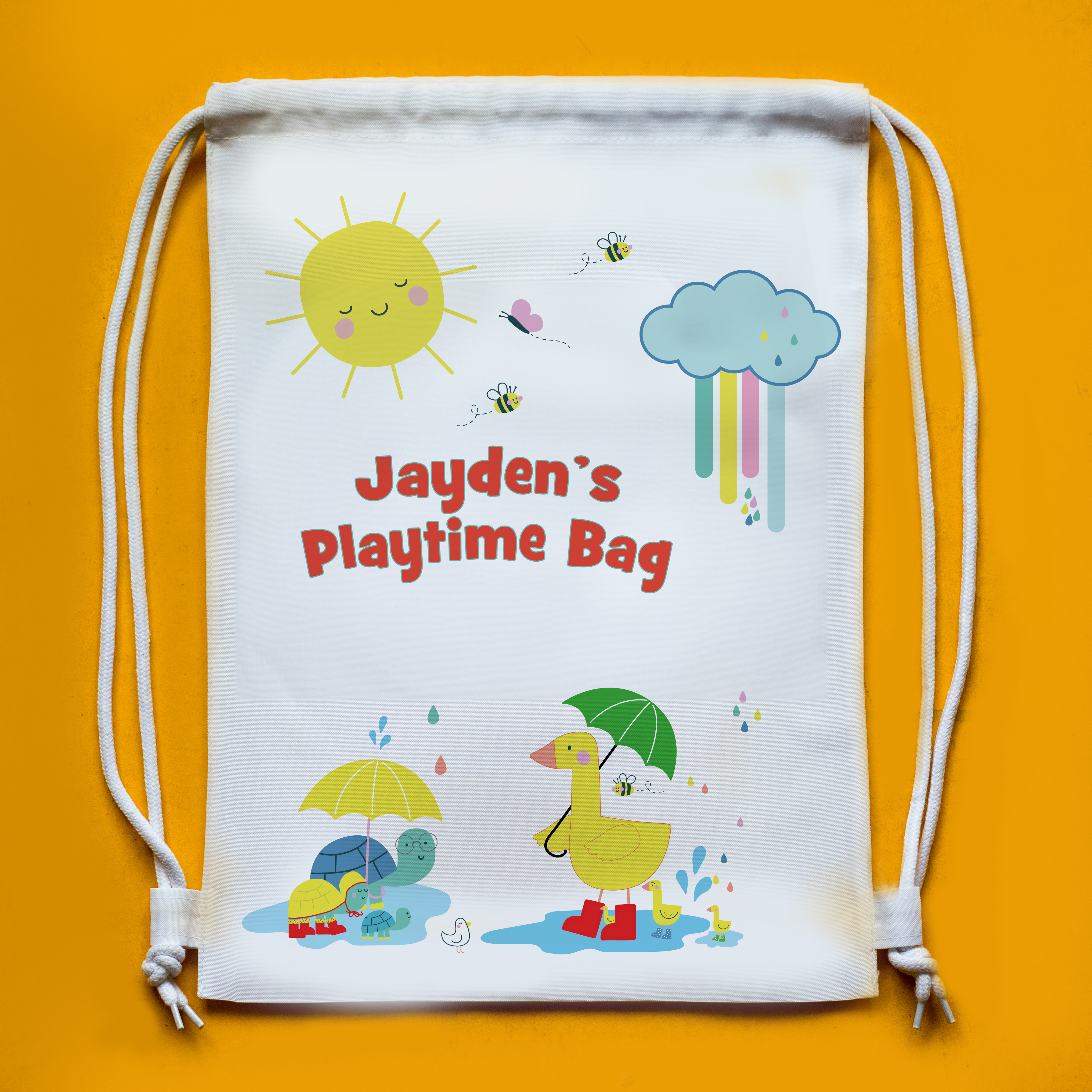 Personalised Rainy Day Ducks Playtime Bag