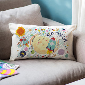 Outer Space Themed Personalised Kids Cushion
