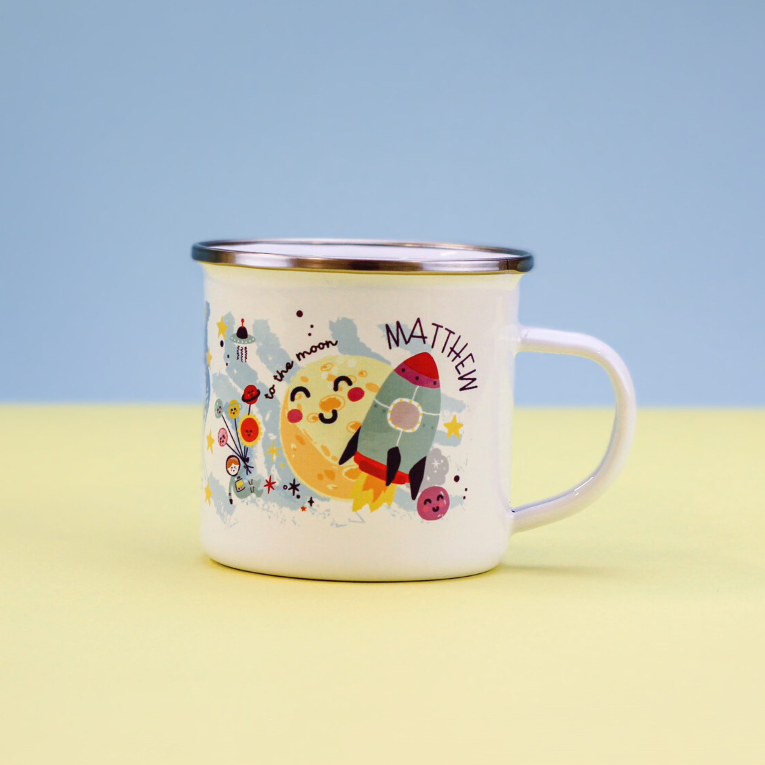 Personalised Children's Outer Space Planets Enamel Mug