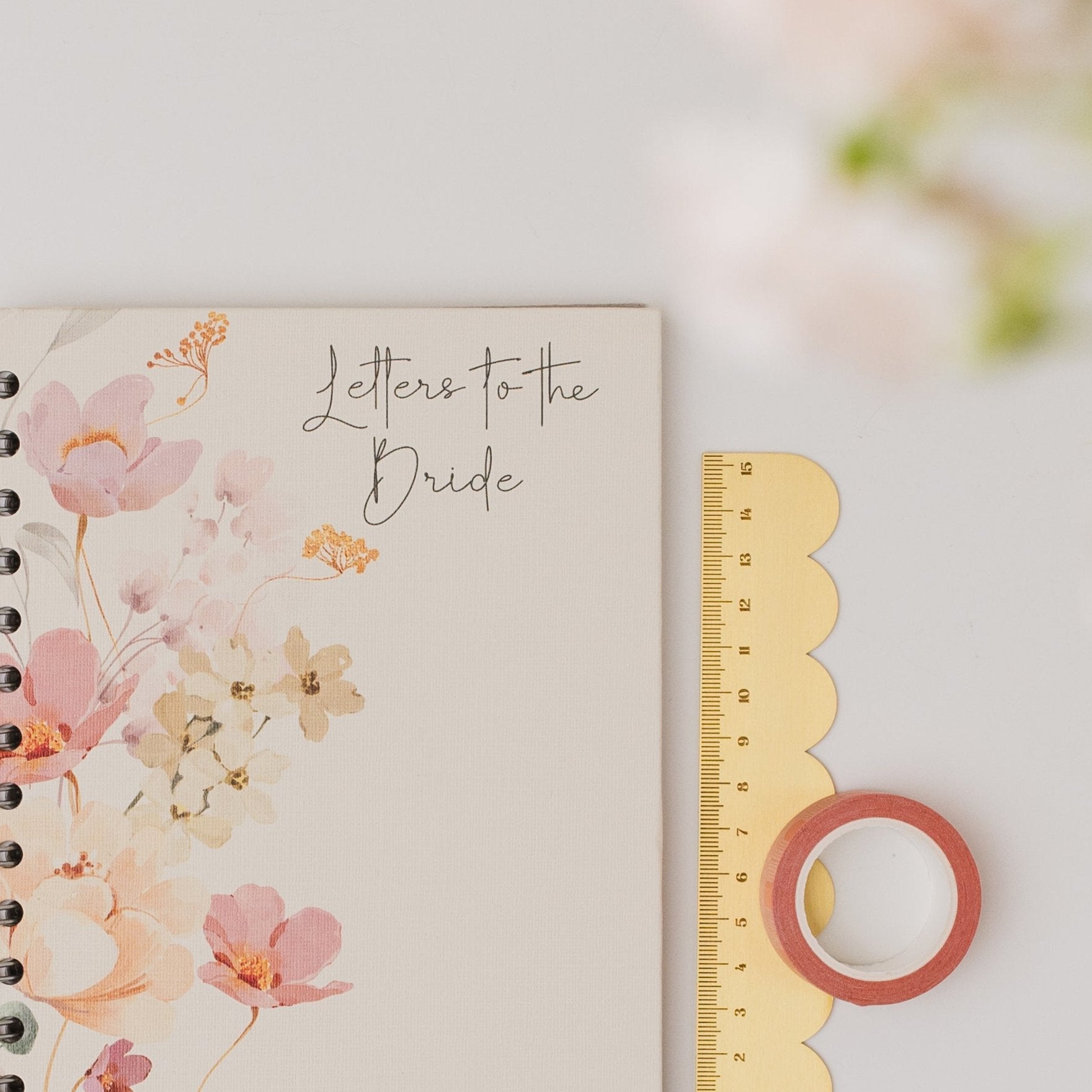 Personalised Notebook: 'Letters to the Bride' with Watercolour Dusky Pink Flowers