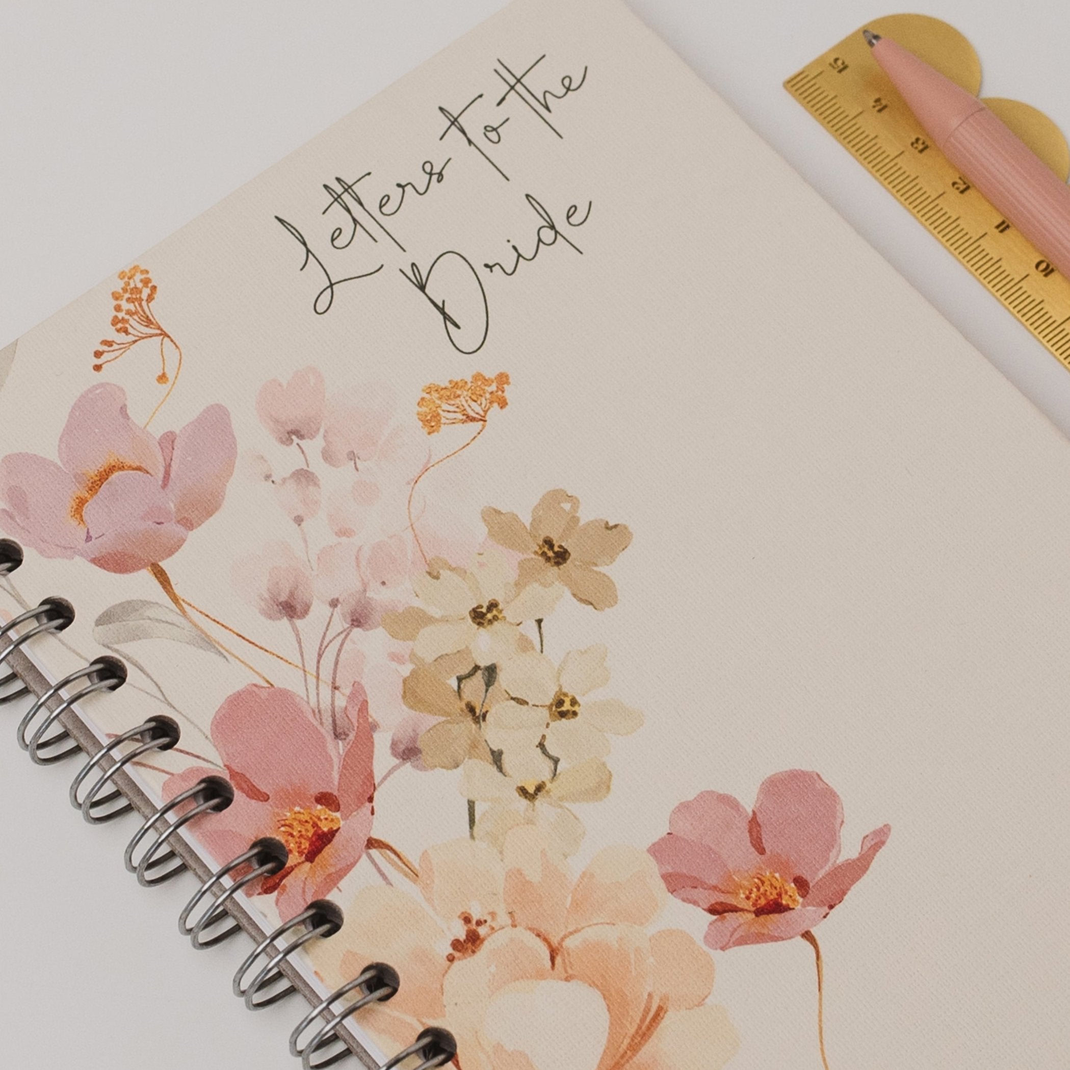 Personalised Notebook: 'Letters to the Bride' with Watercolour Dusky Pink Flowers