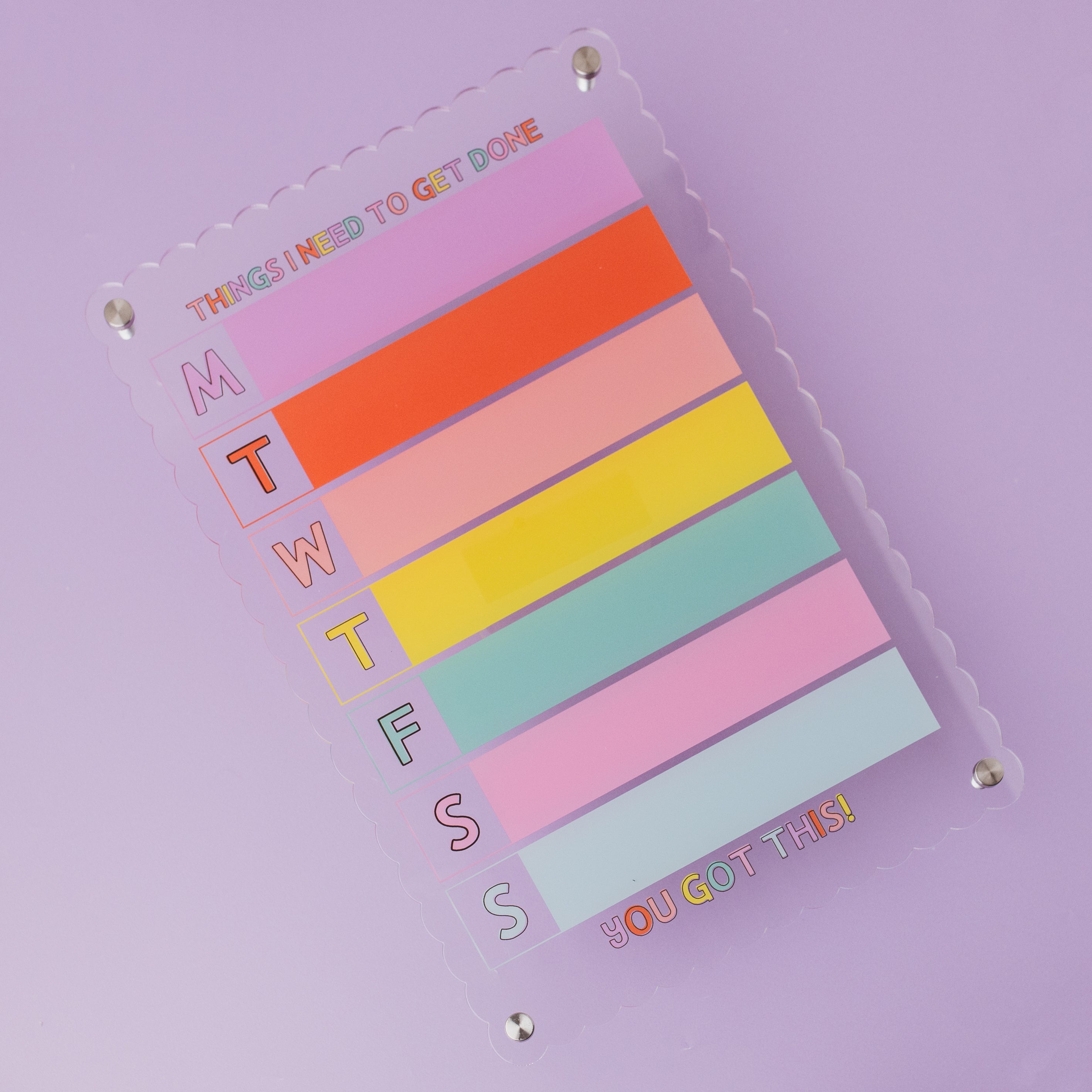 Colourful And Wipeable Wall Mounted Whiteboard Planner | One Week At A Time