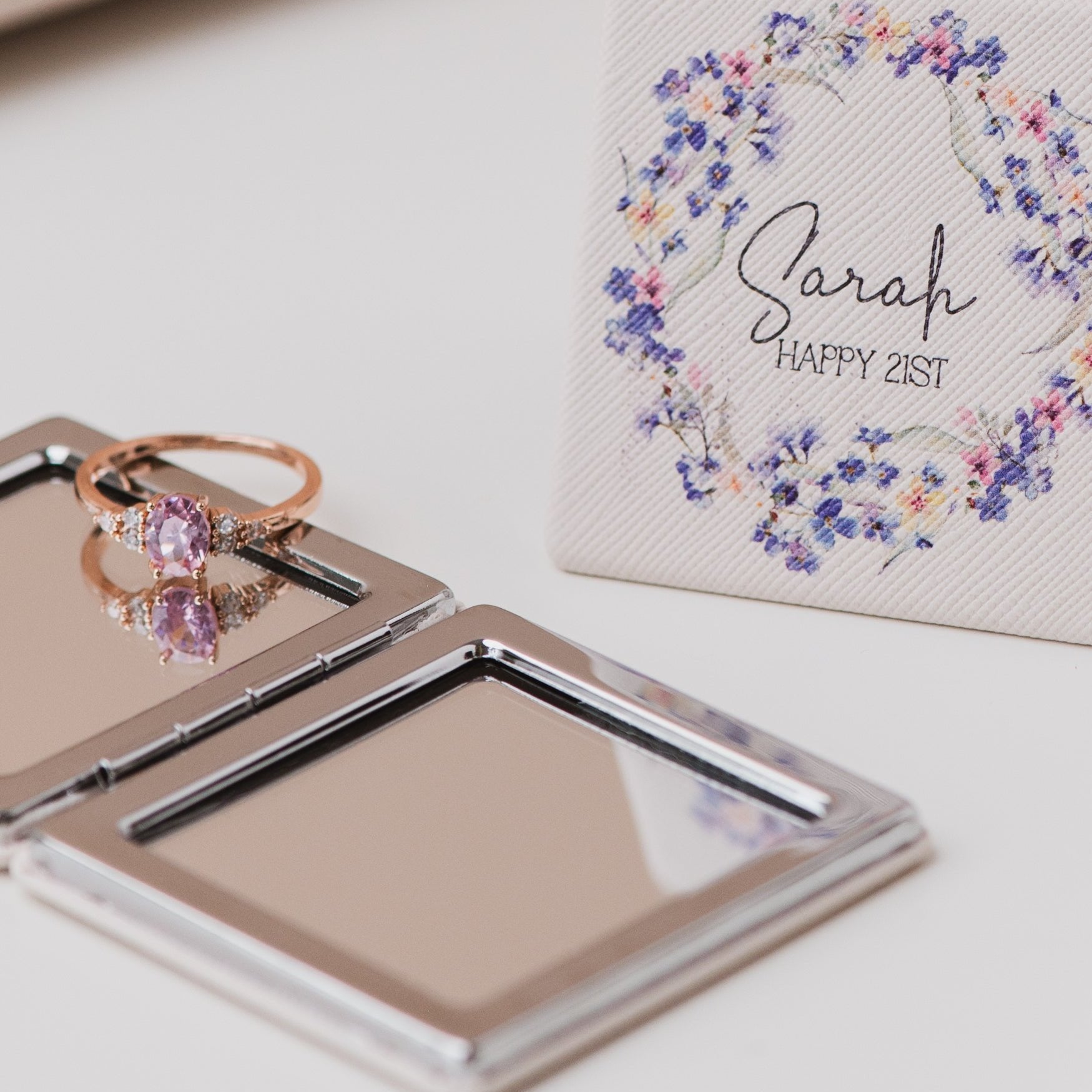 Forget Me Not Pocket Mirror with Personalised Message