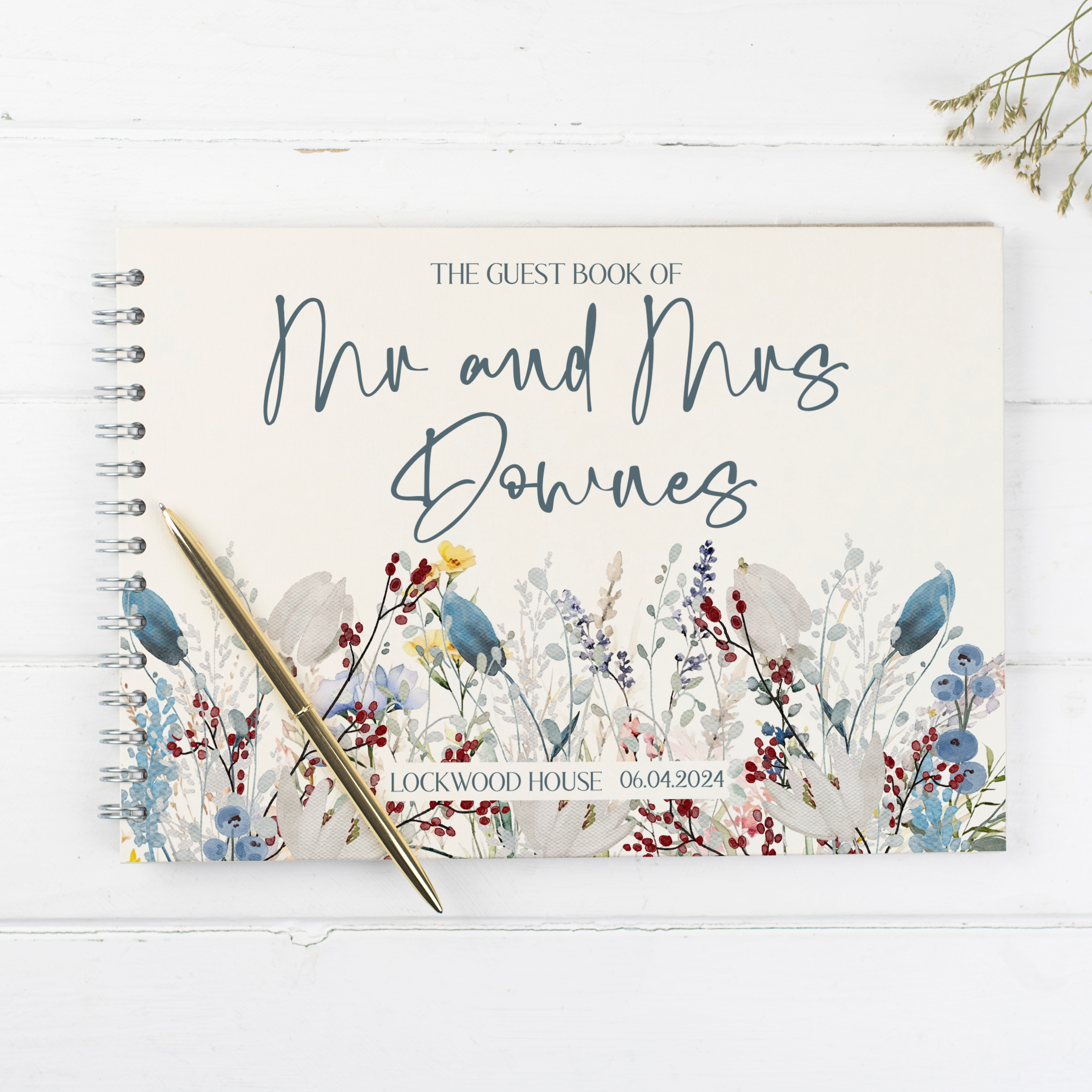 Winter Wildflowers Reception and Civil Ceremony Wedding Guest Book