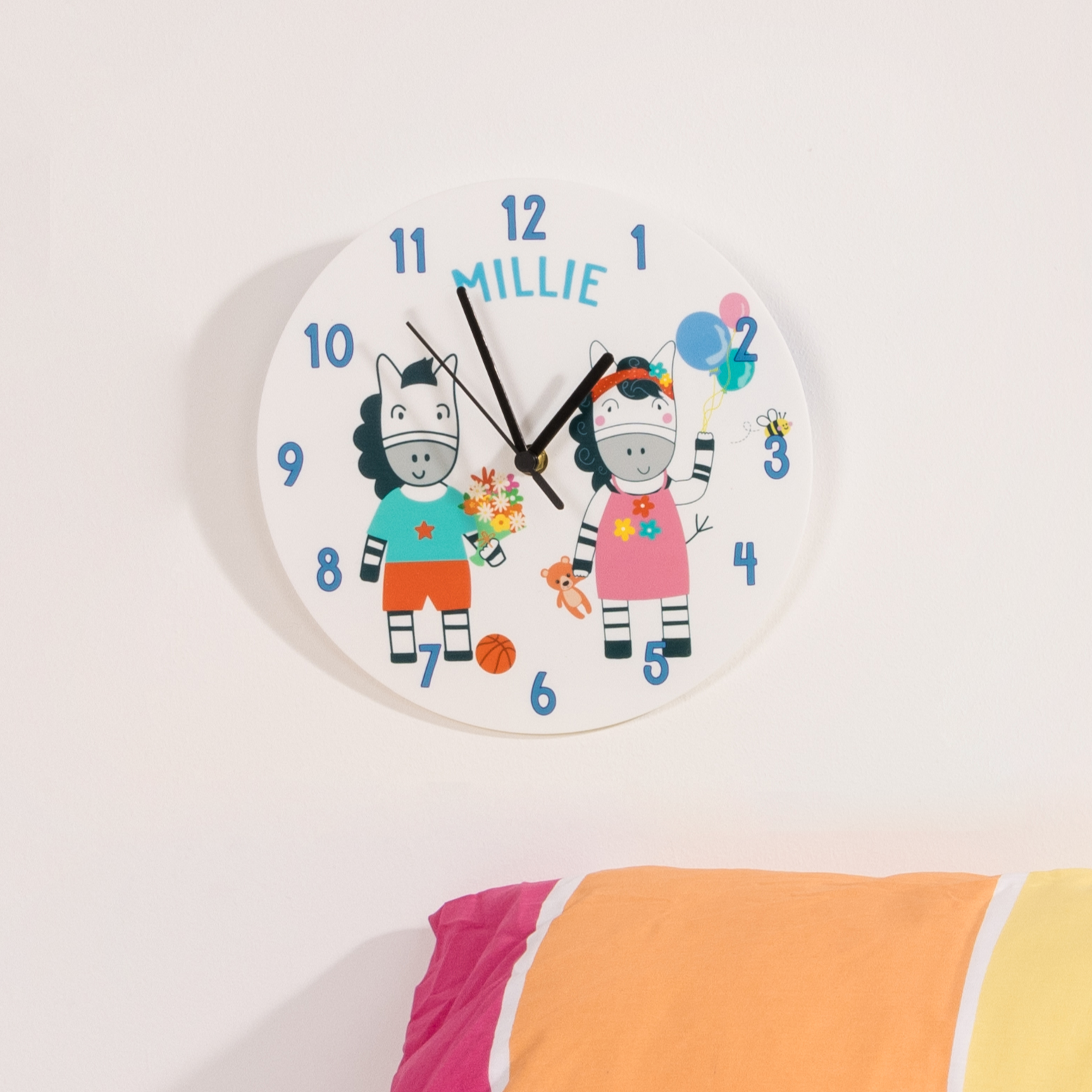 Personalised Zebra Kids Clock
