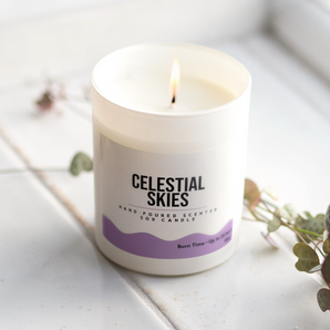 Celestial Skies Soy Candle | Mystical Floral & Amber Home Fragrance