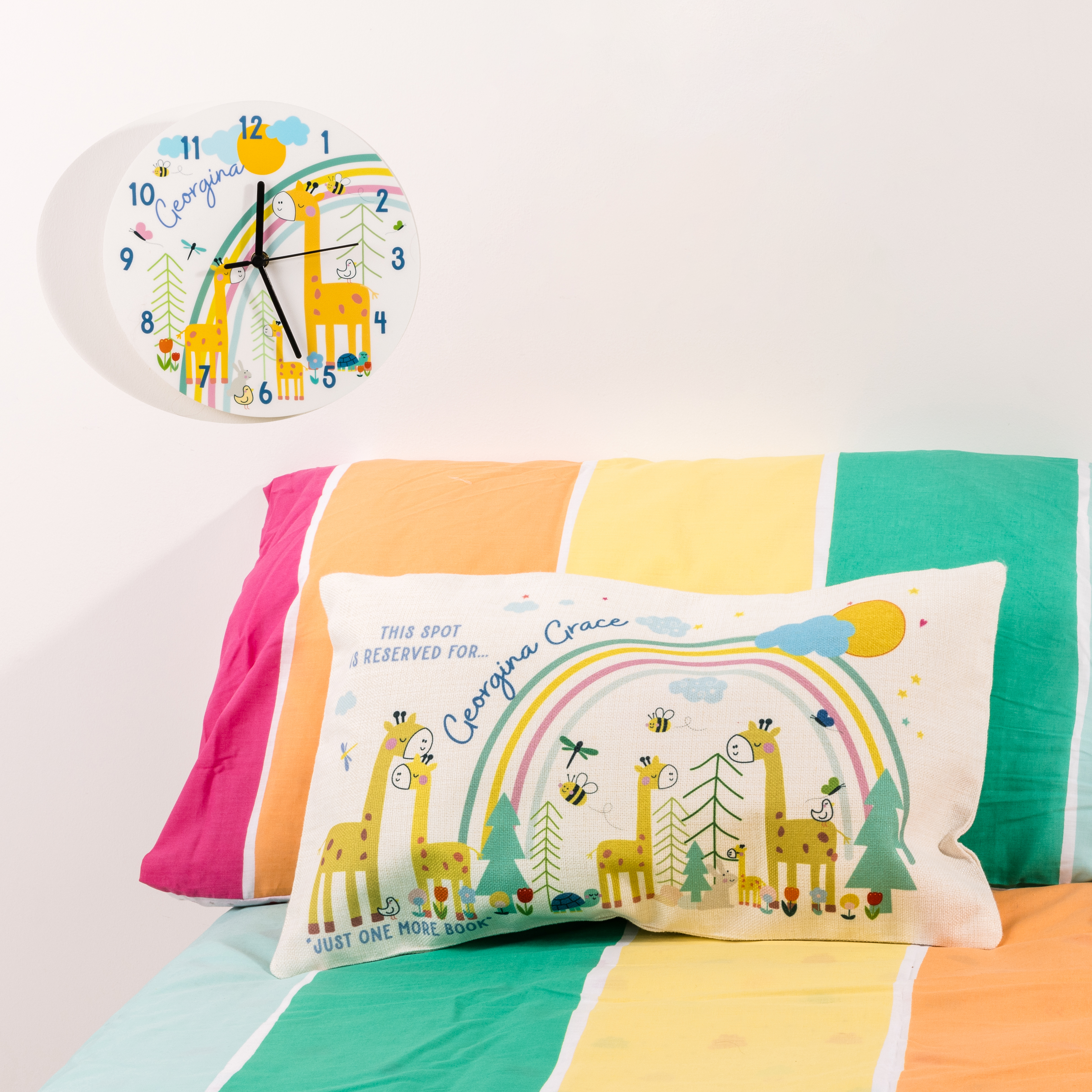 Giraffe Themed Personalised Nursery Bedroom Clock