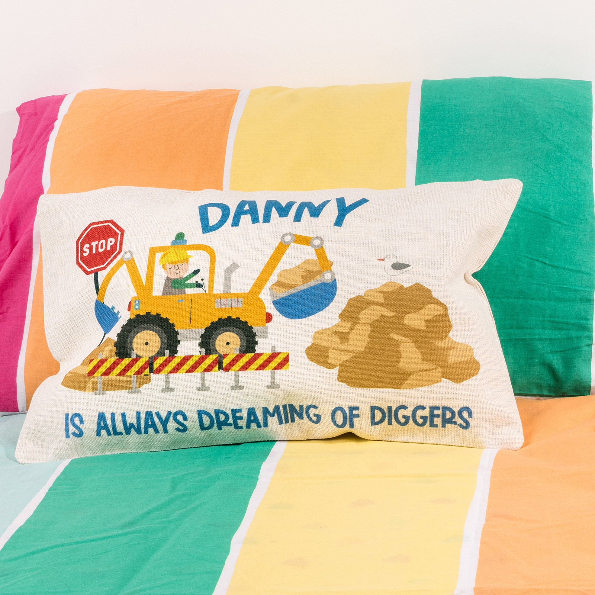 Children's Personalised Digger Cushion