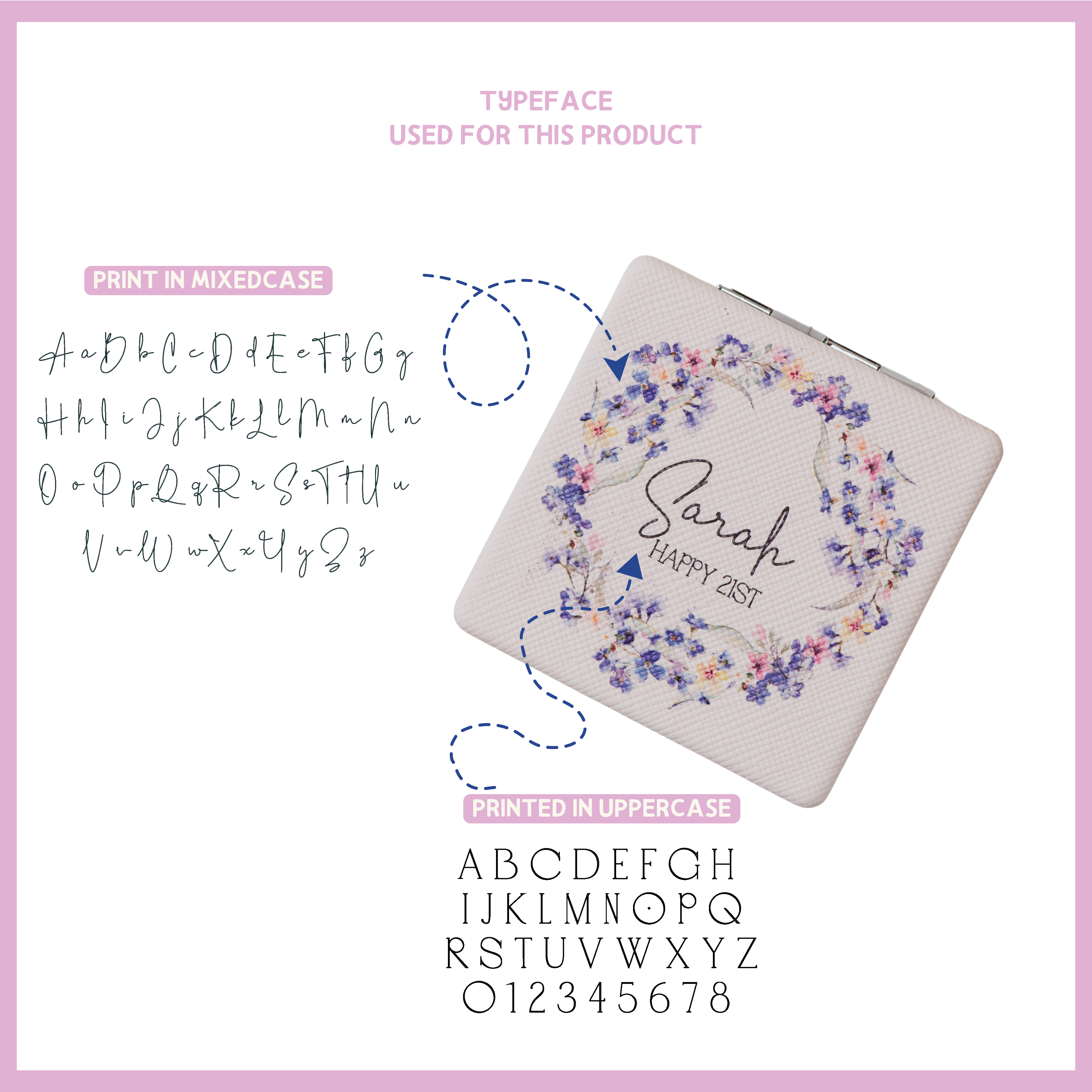 Forget Me Not Pocket Mirror with Personalised Message