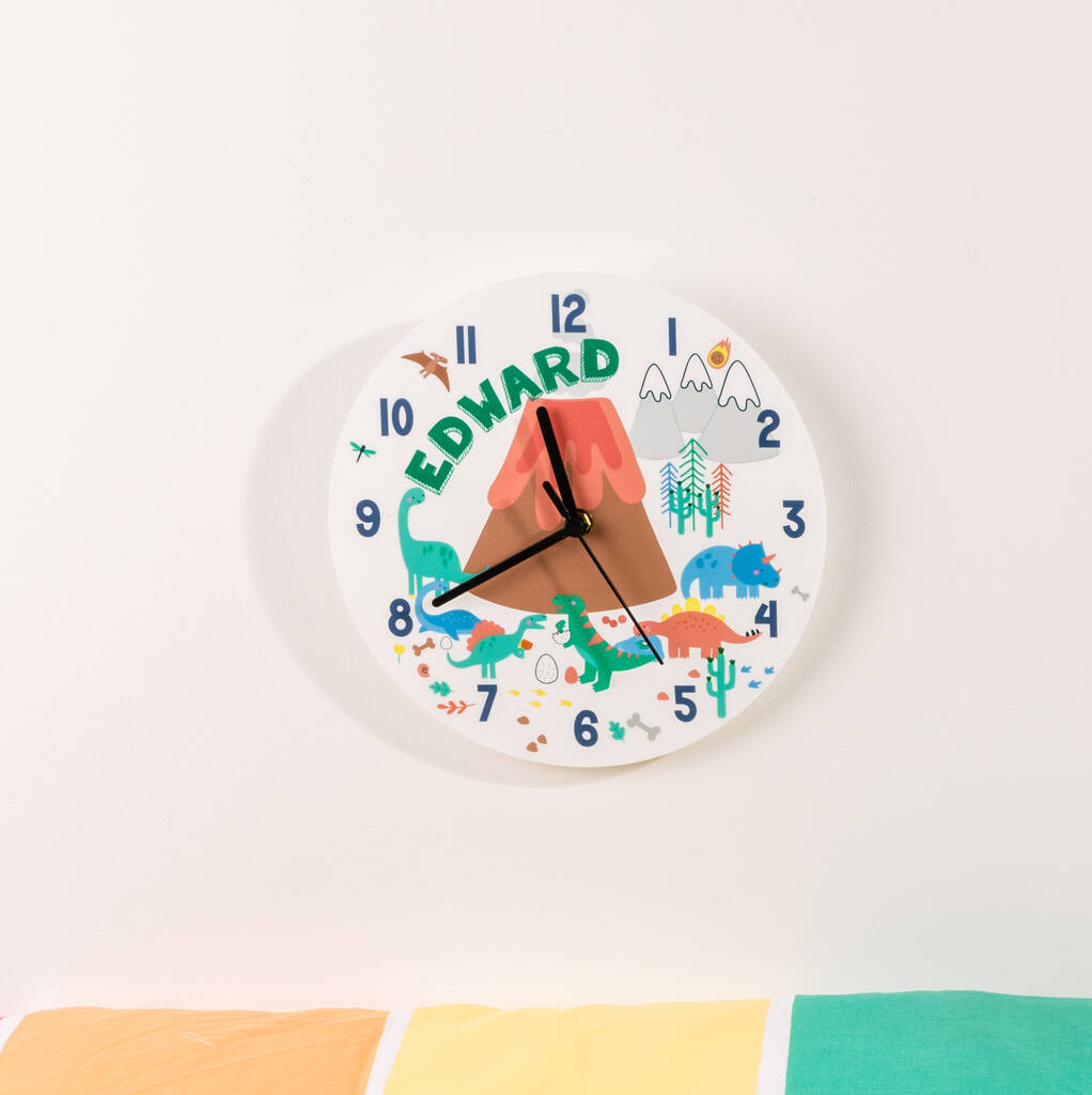 Dinosaur Themed Personalised Clock