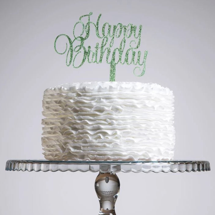 Happy Birthday Script Style Cake Topper