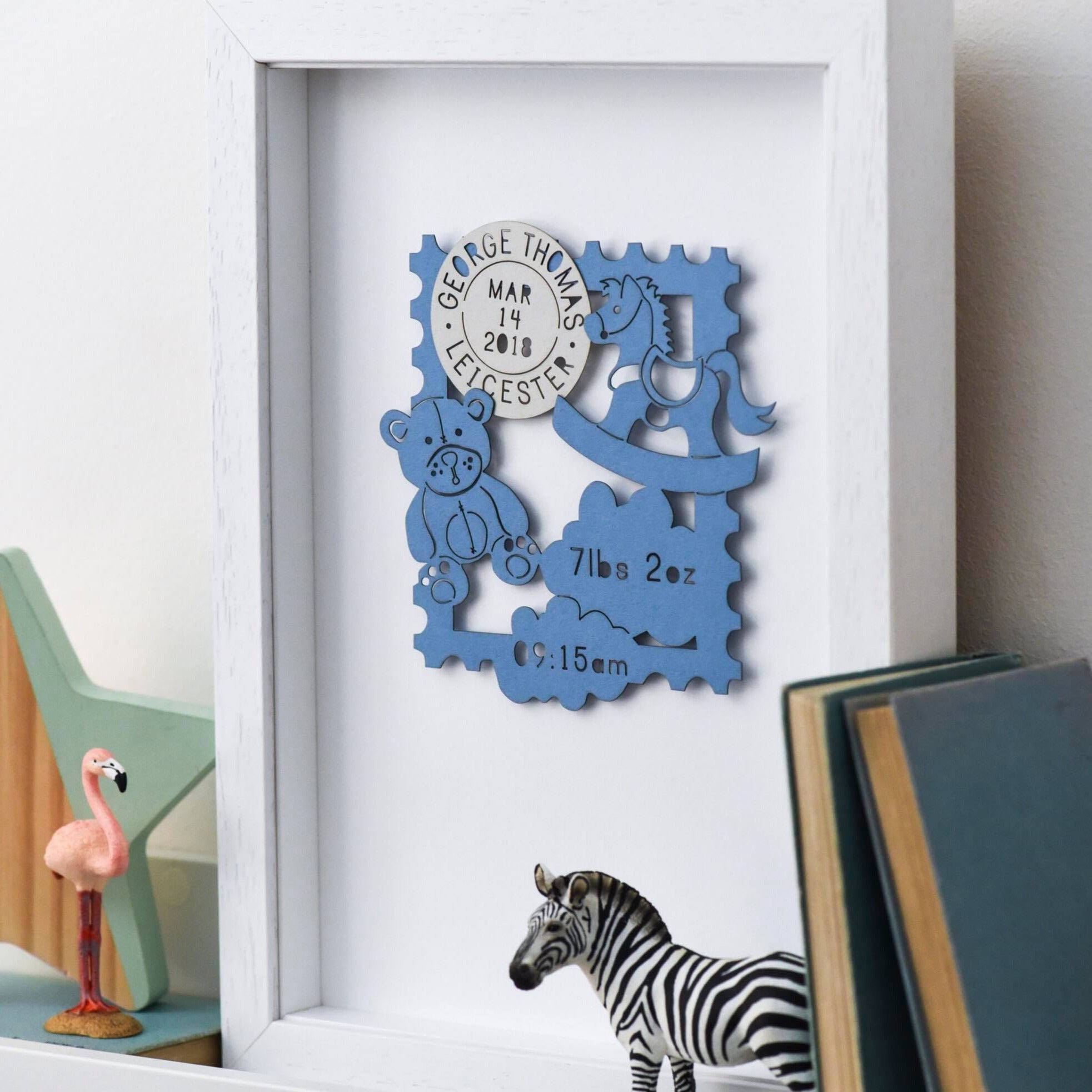New Baby Personalised Paper Cut Box Framed Print