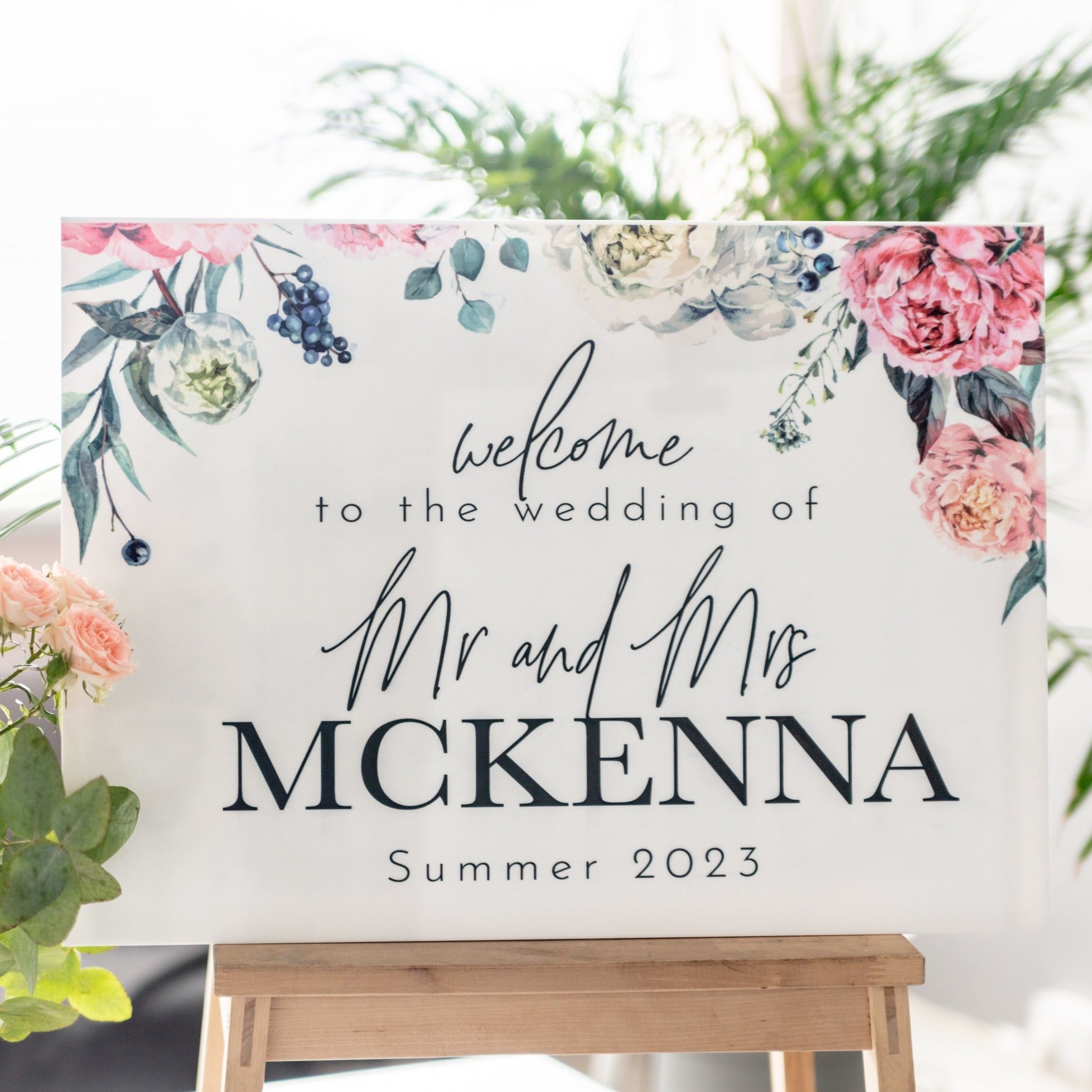 Peony Welcome To The Wedding Sign
