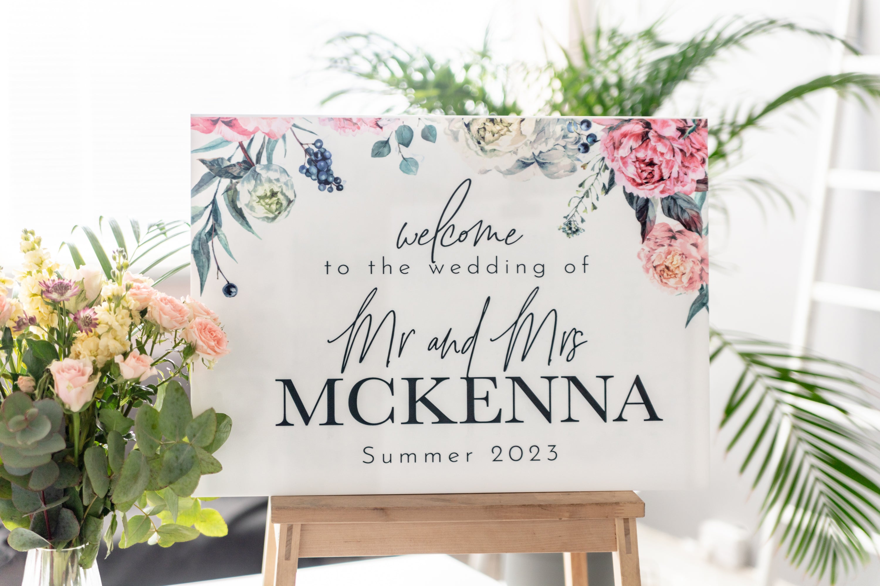 Peony Welcome To The Wedding Sign