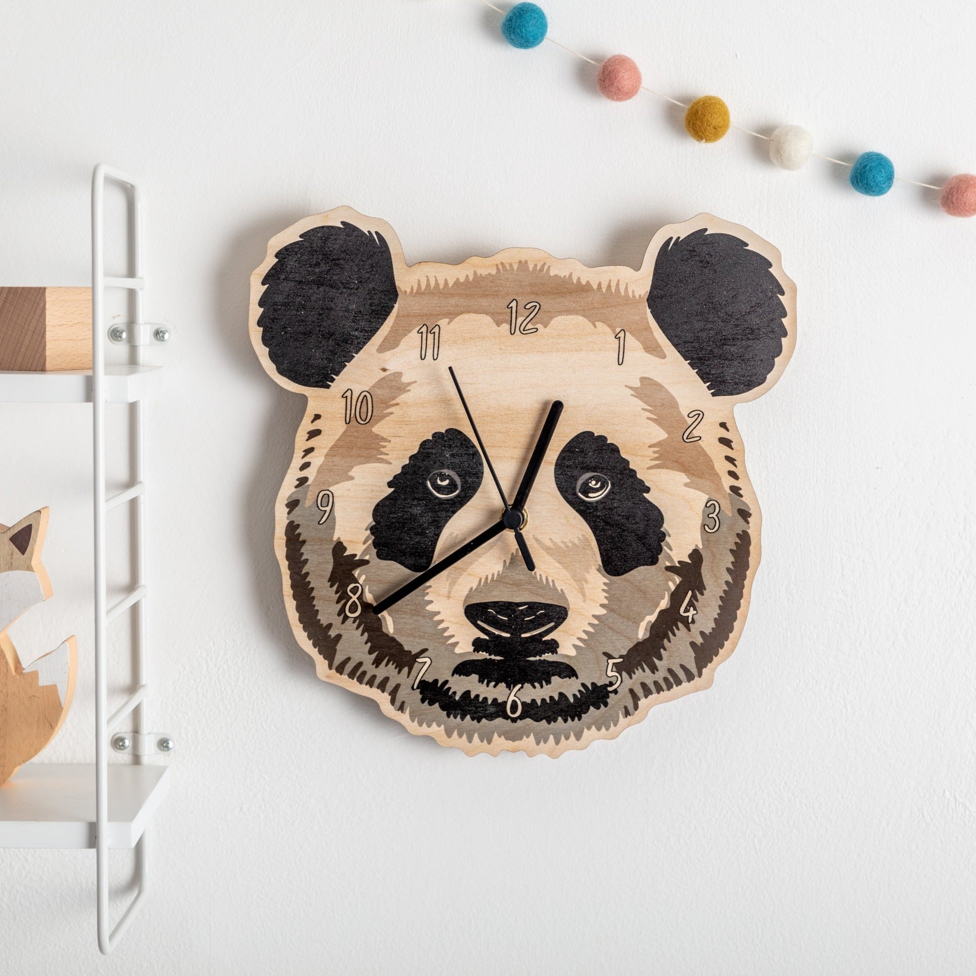 Panda Wooden Bedroom Wall Clock