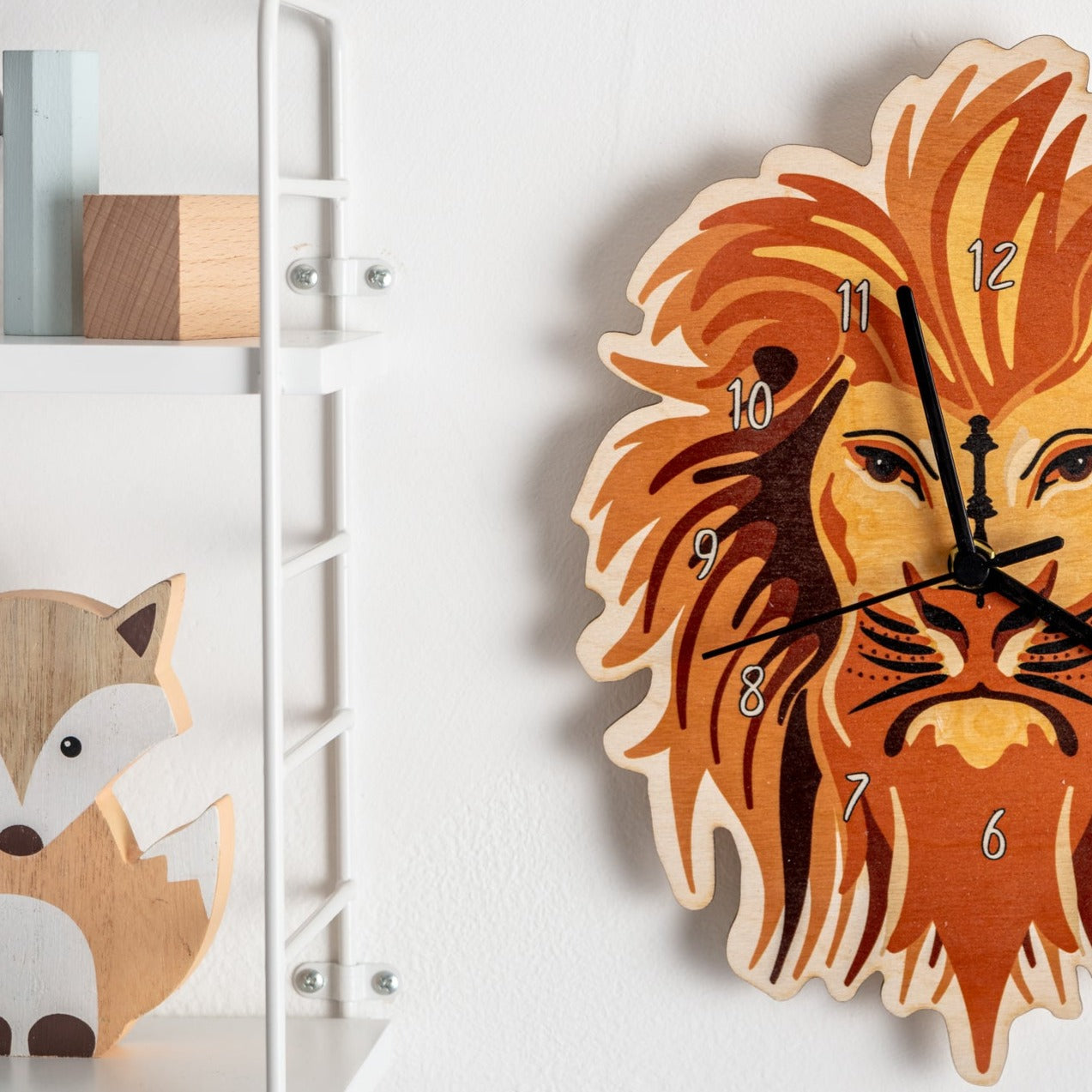 Lion Wooden Bedroom Wall Clock