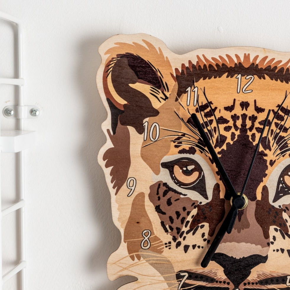 Leopard Wooden Bedroom Wall Clock