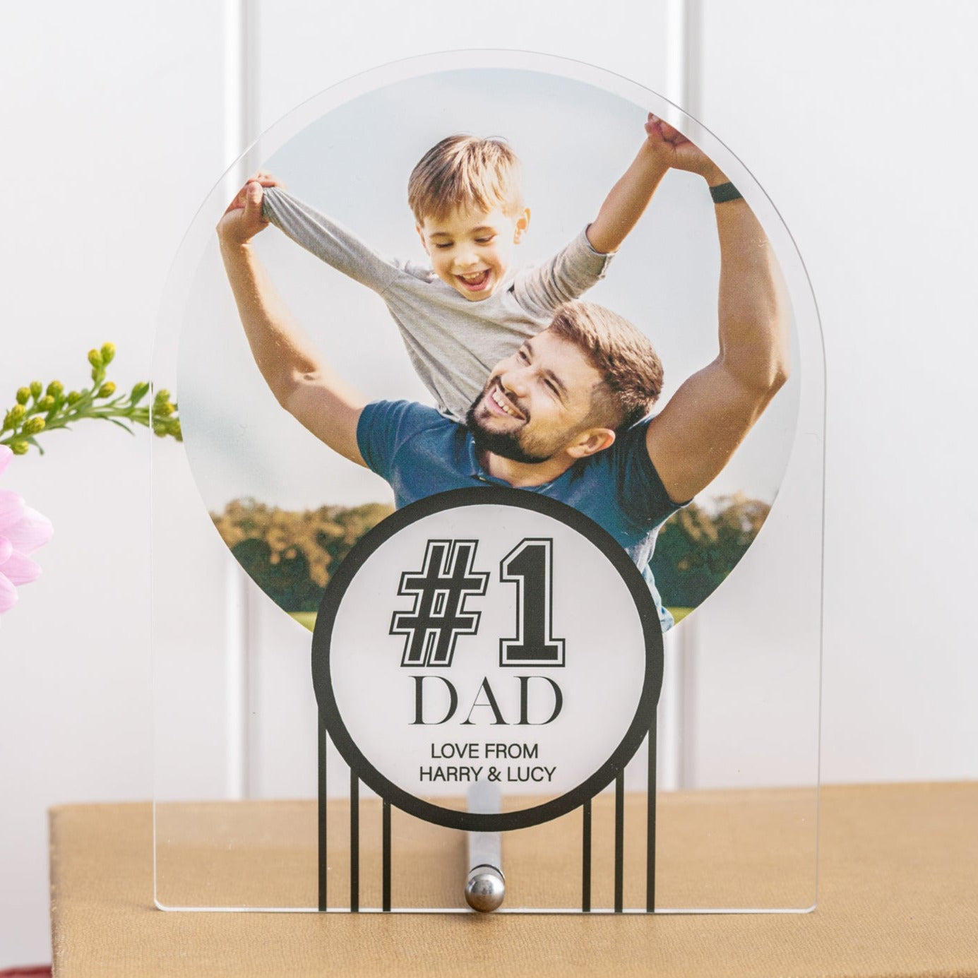 Freestanding Personalised No1 Dad Photo Plaque