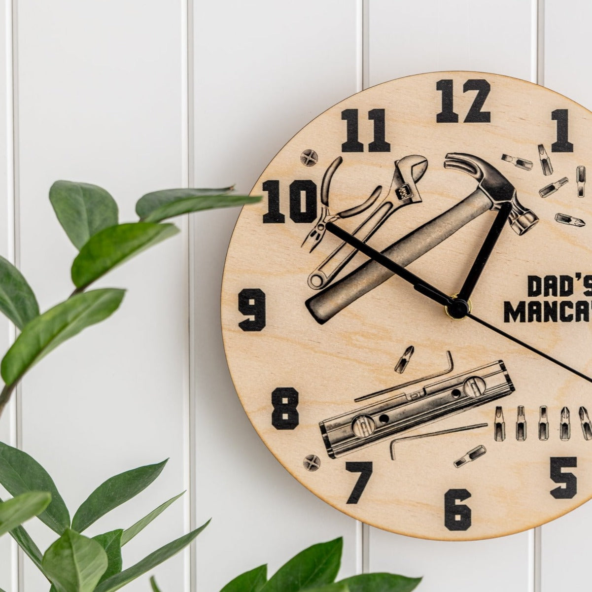 Personalised Wooden DIY Tools Man Cave Clock