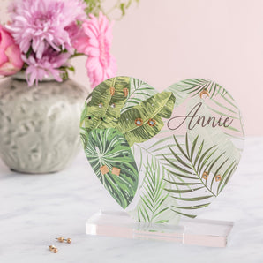 Personalised Tropical Heart Earring Storage Stand