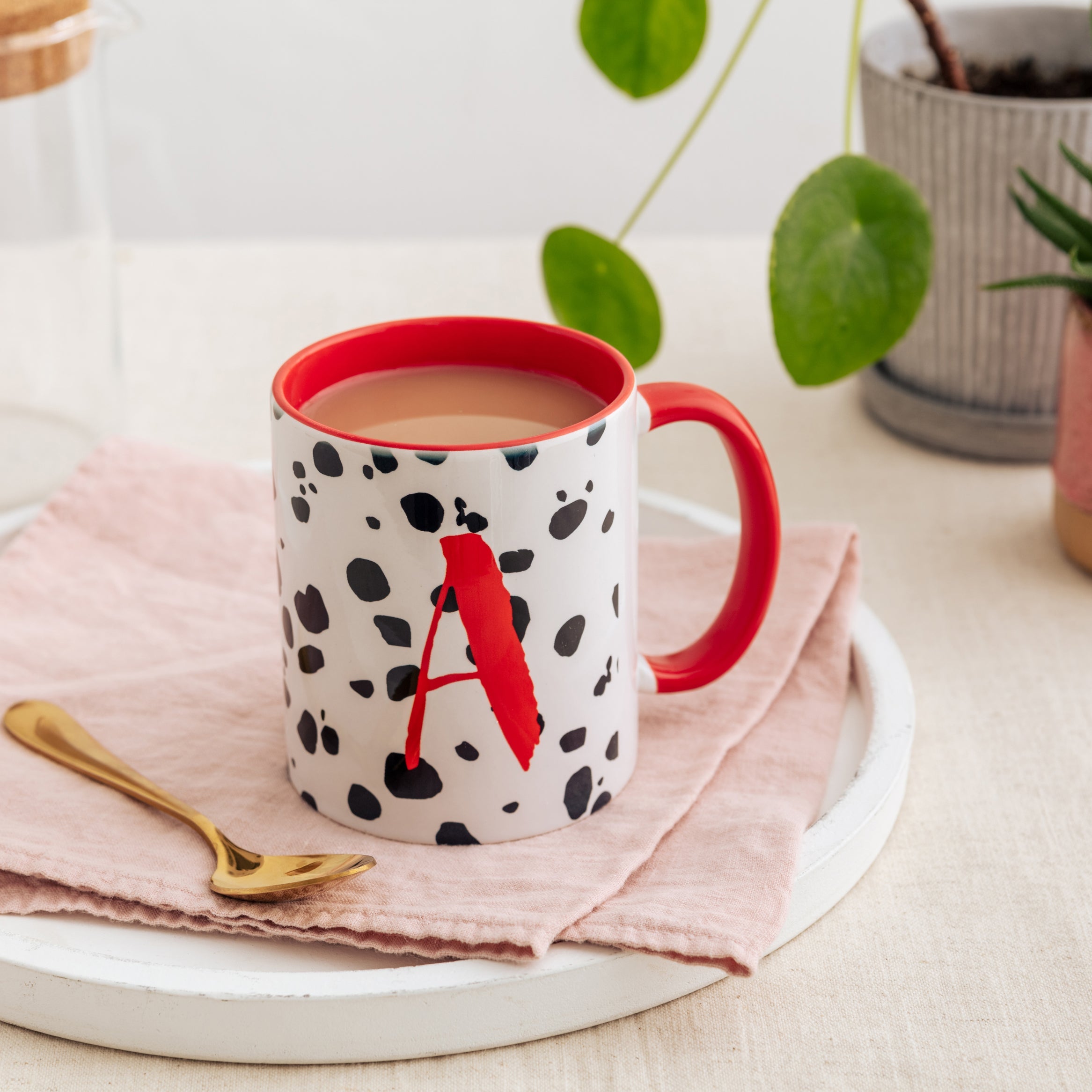 Dalmatian Spotty Printed Initial Ceramic Mug