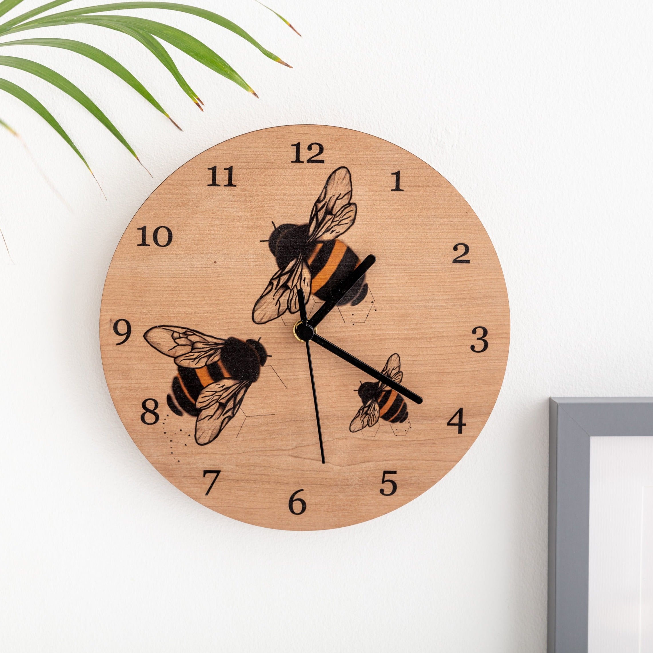 Bee Themed Cherry Wood Clock