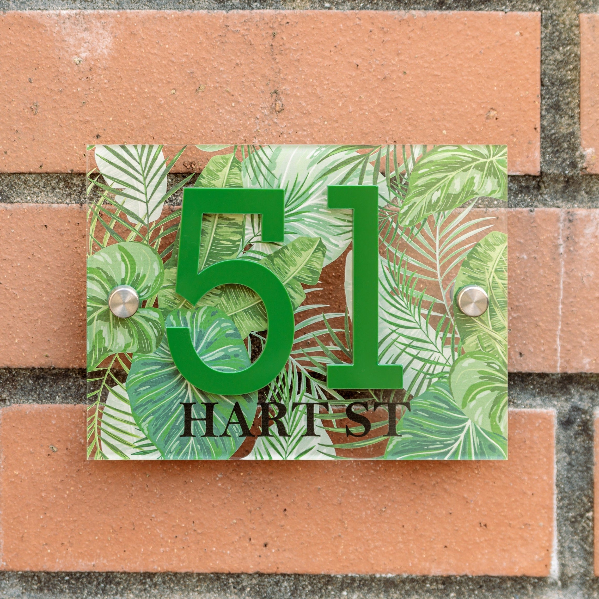 Personalised Acrylic Tropical House Door Number Sign