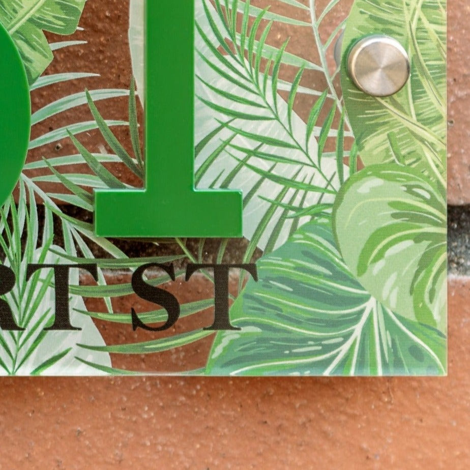 Personalised Acrylic Tropical House Door Number Sign