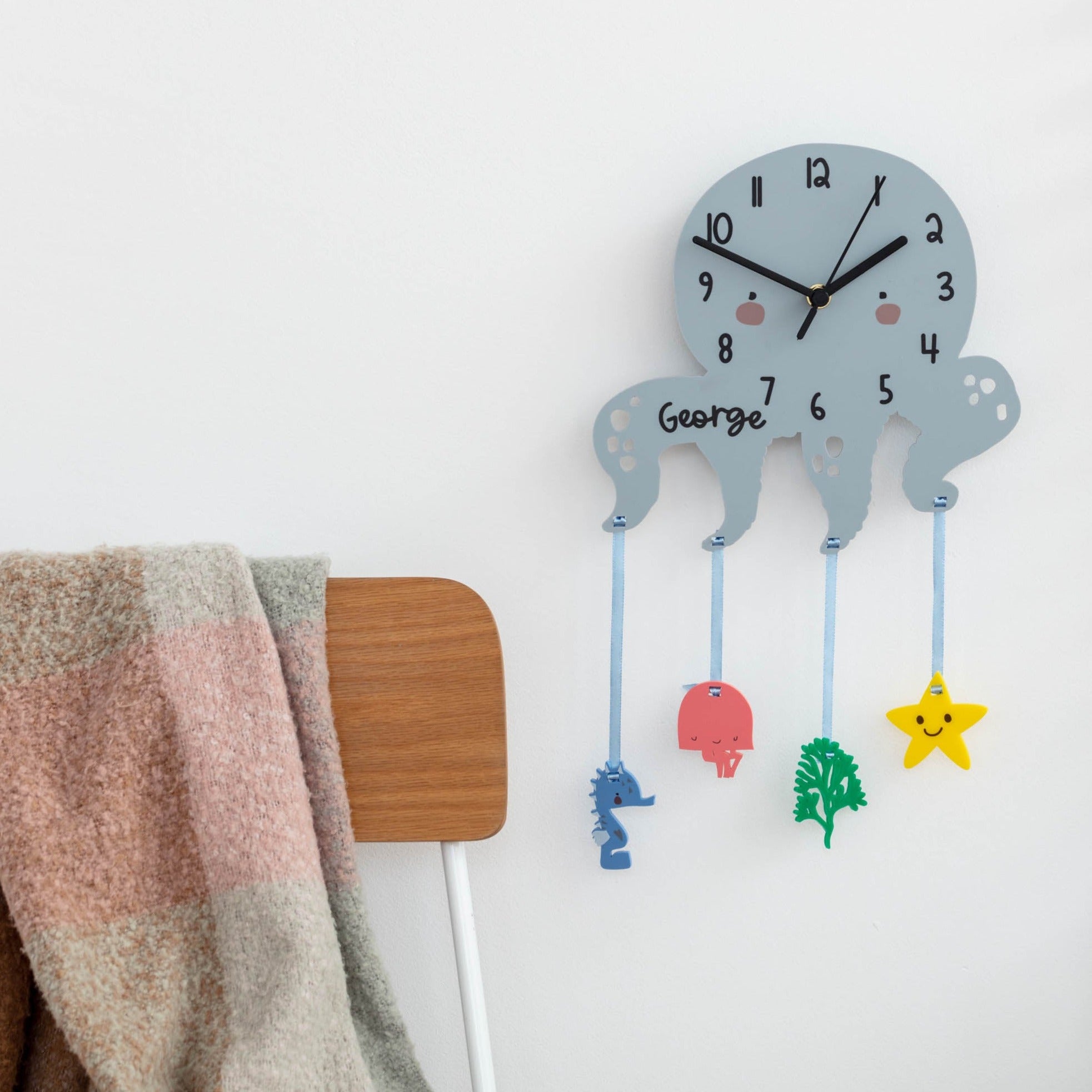 Children's Swimming Octopus Personalised Wall Clock