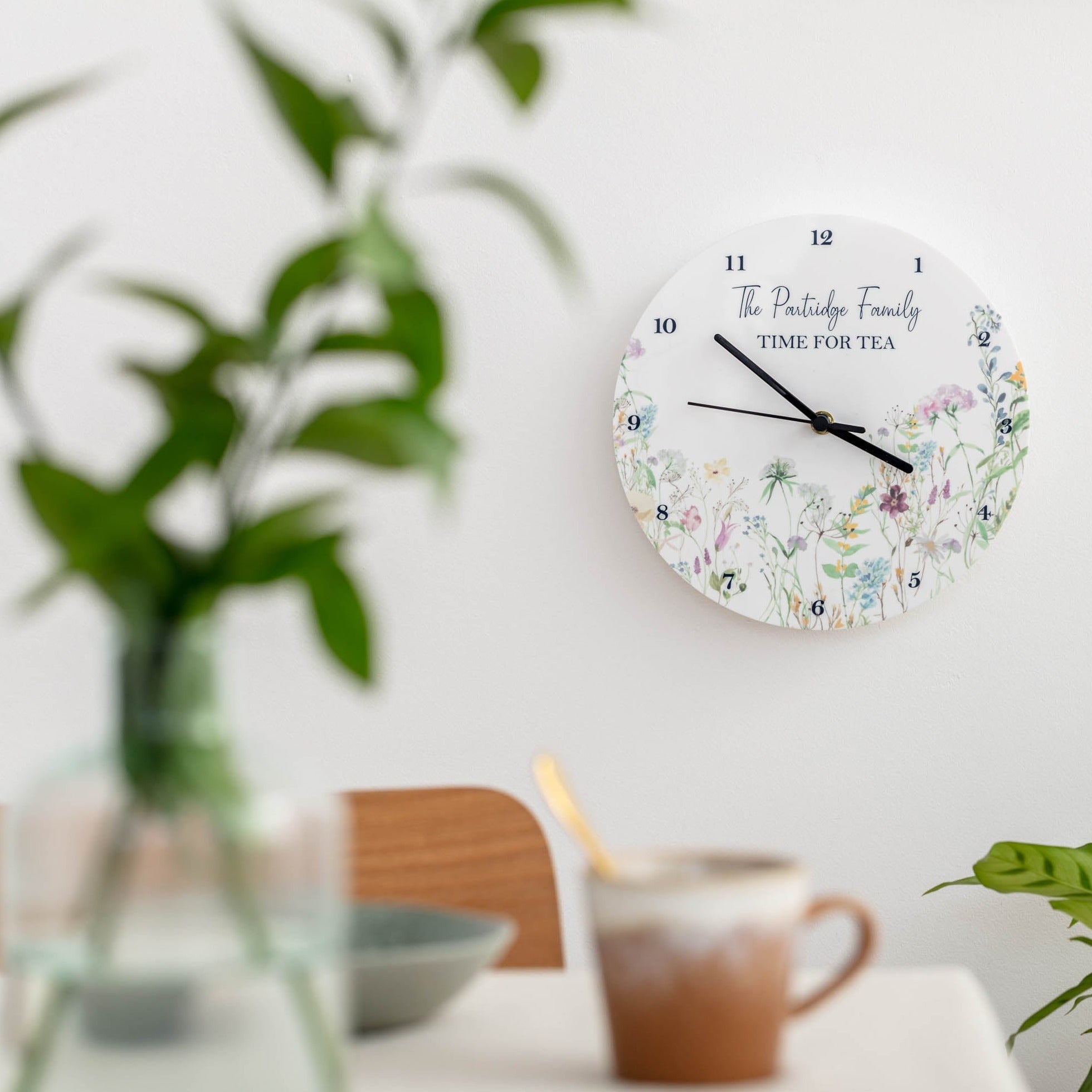 Wildflowers Personalised Family Home Wall Clock