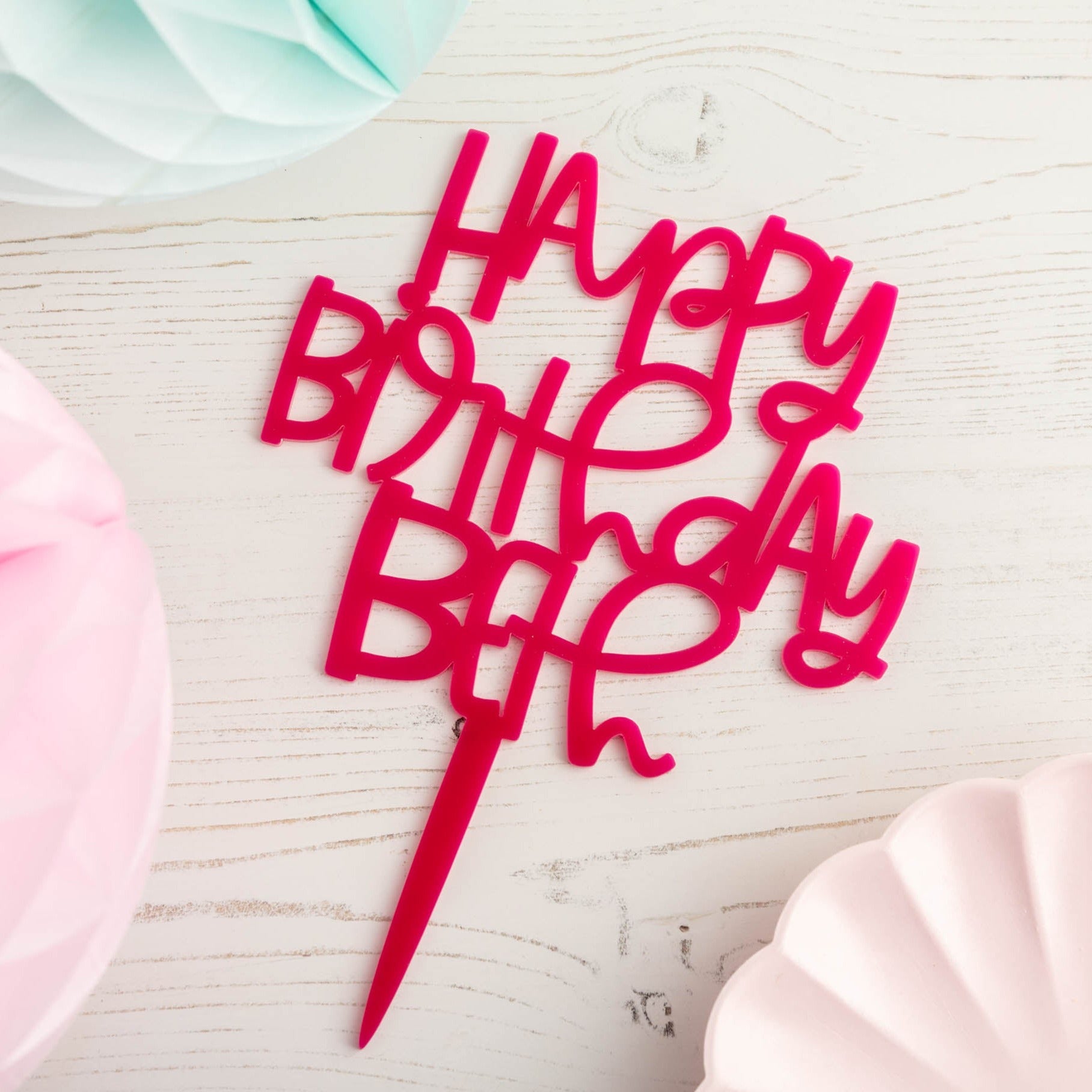 Personalised Birthday Hand Lettered Acrylic Cake Topper