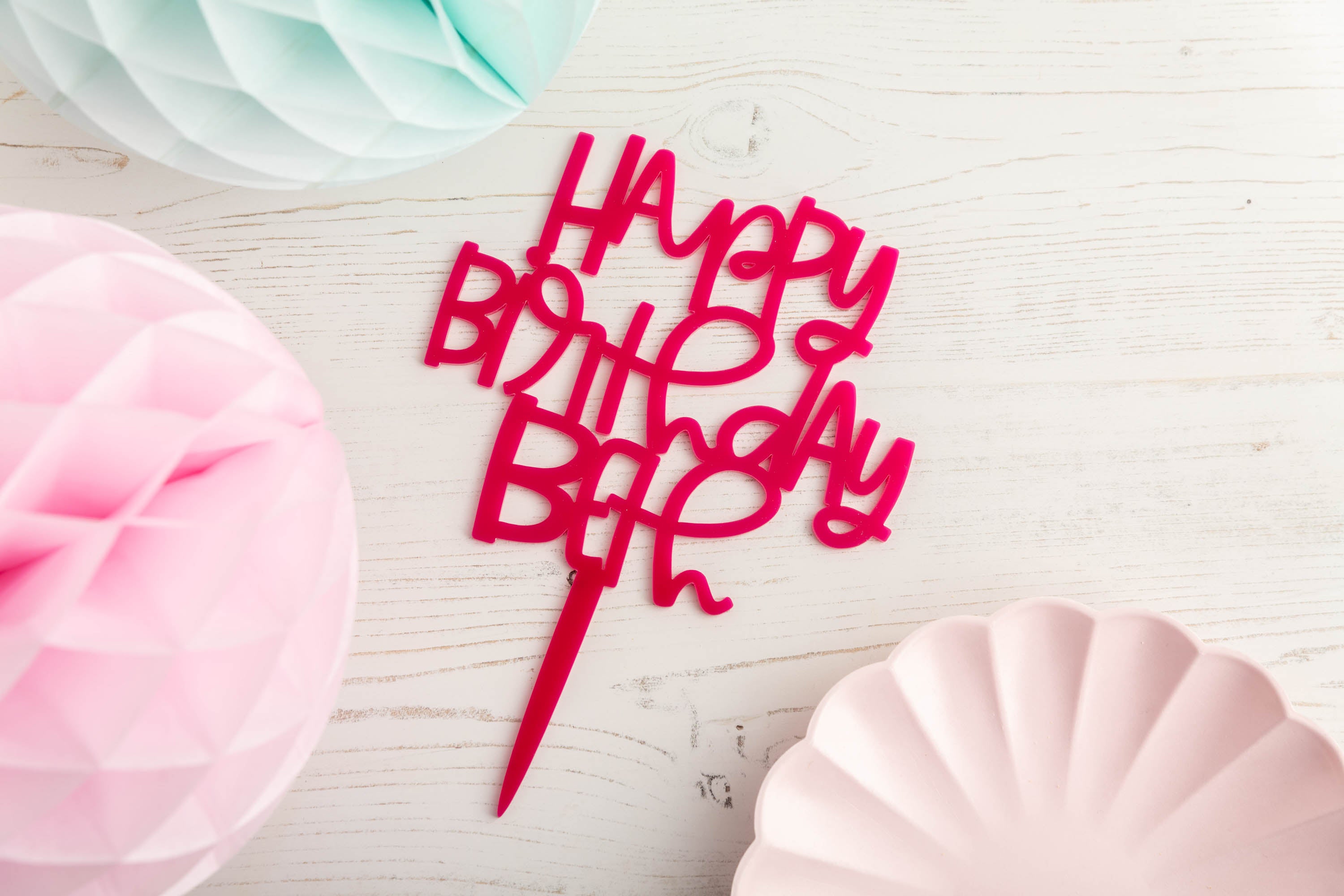 Personalised Birthday Hand Lettered Acrylic Cake Topper